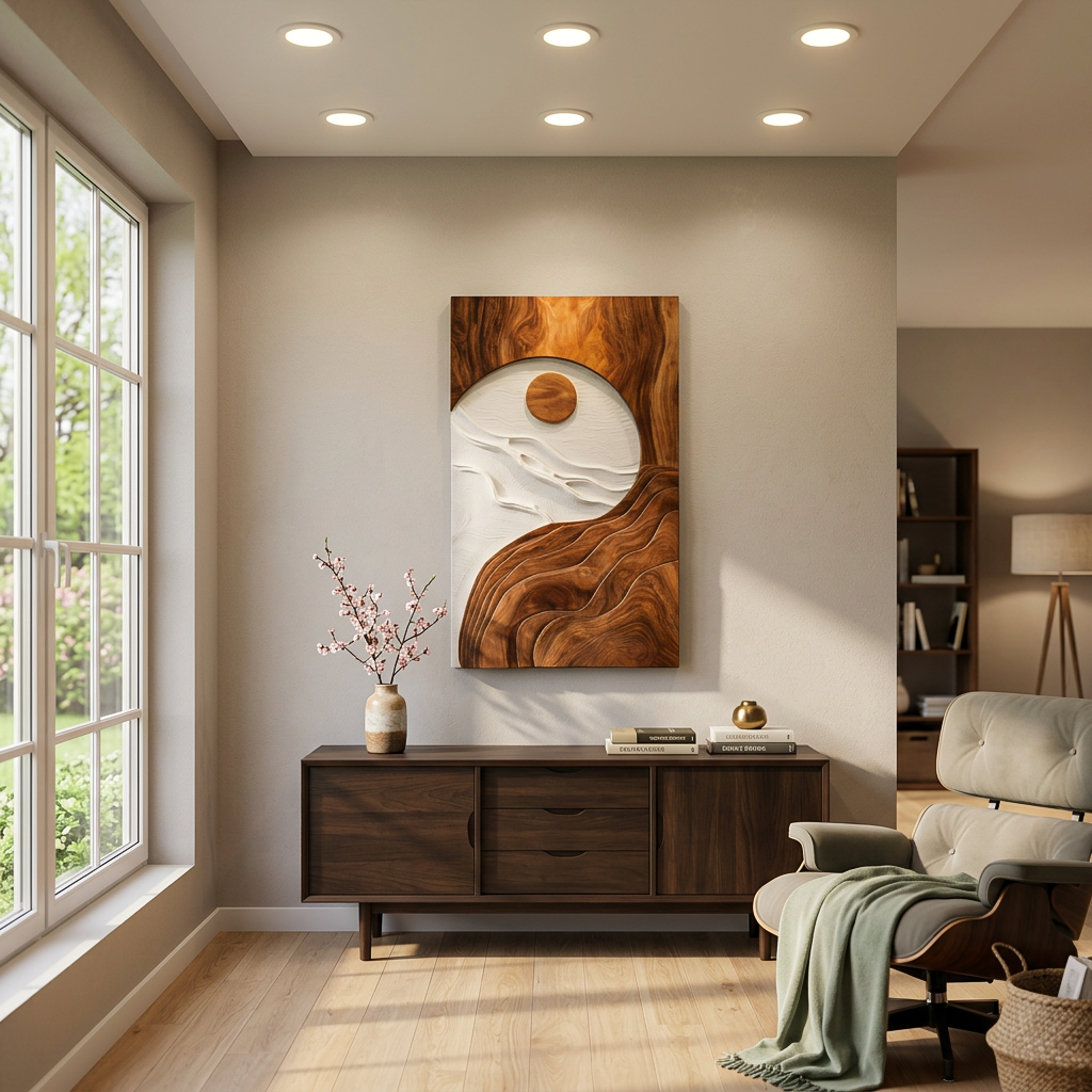 Contemporary Natural Wood Wave Wall Art For Interior Decor