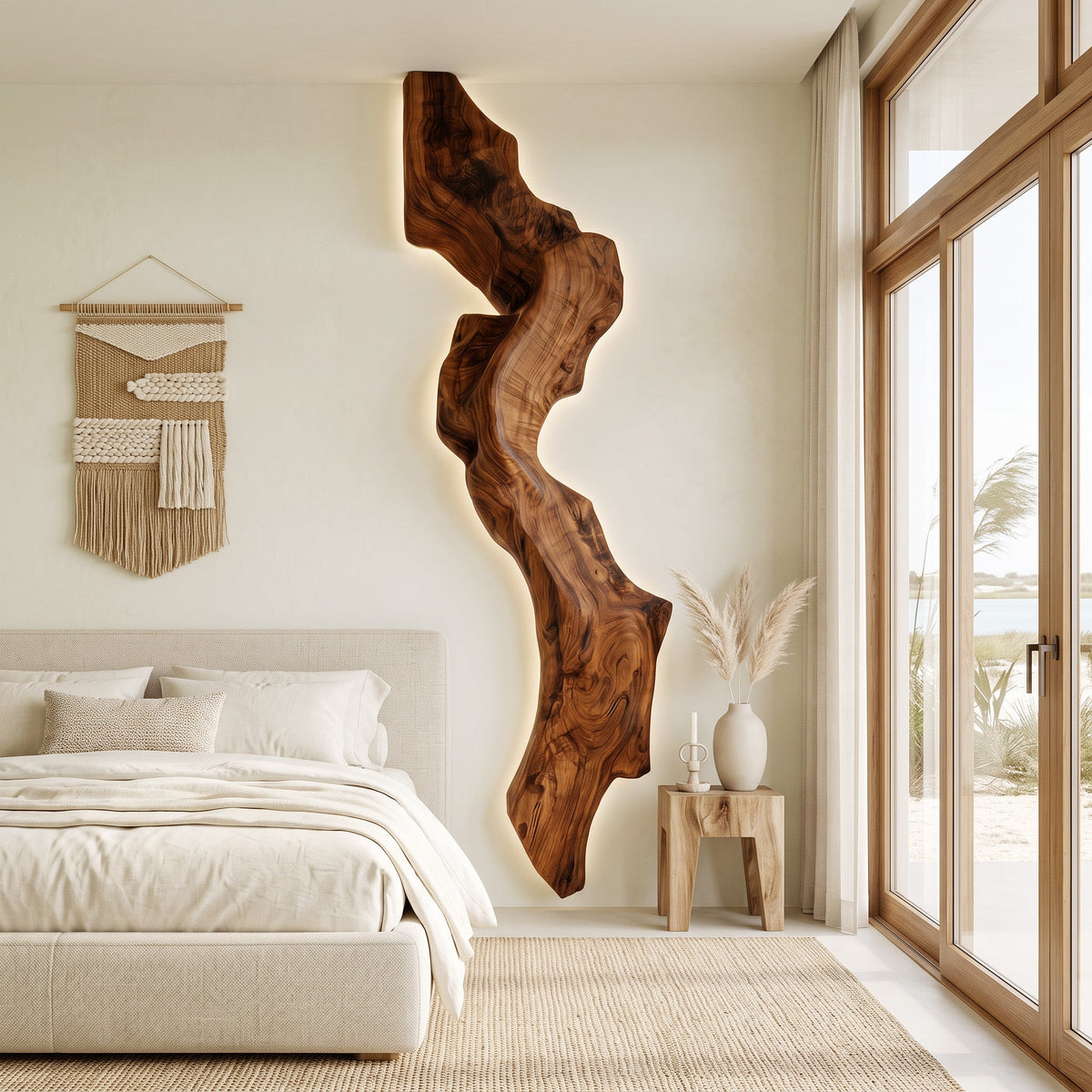 Abstract Live Edge Wall Lamp For Bedroom