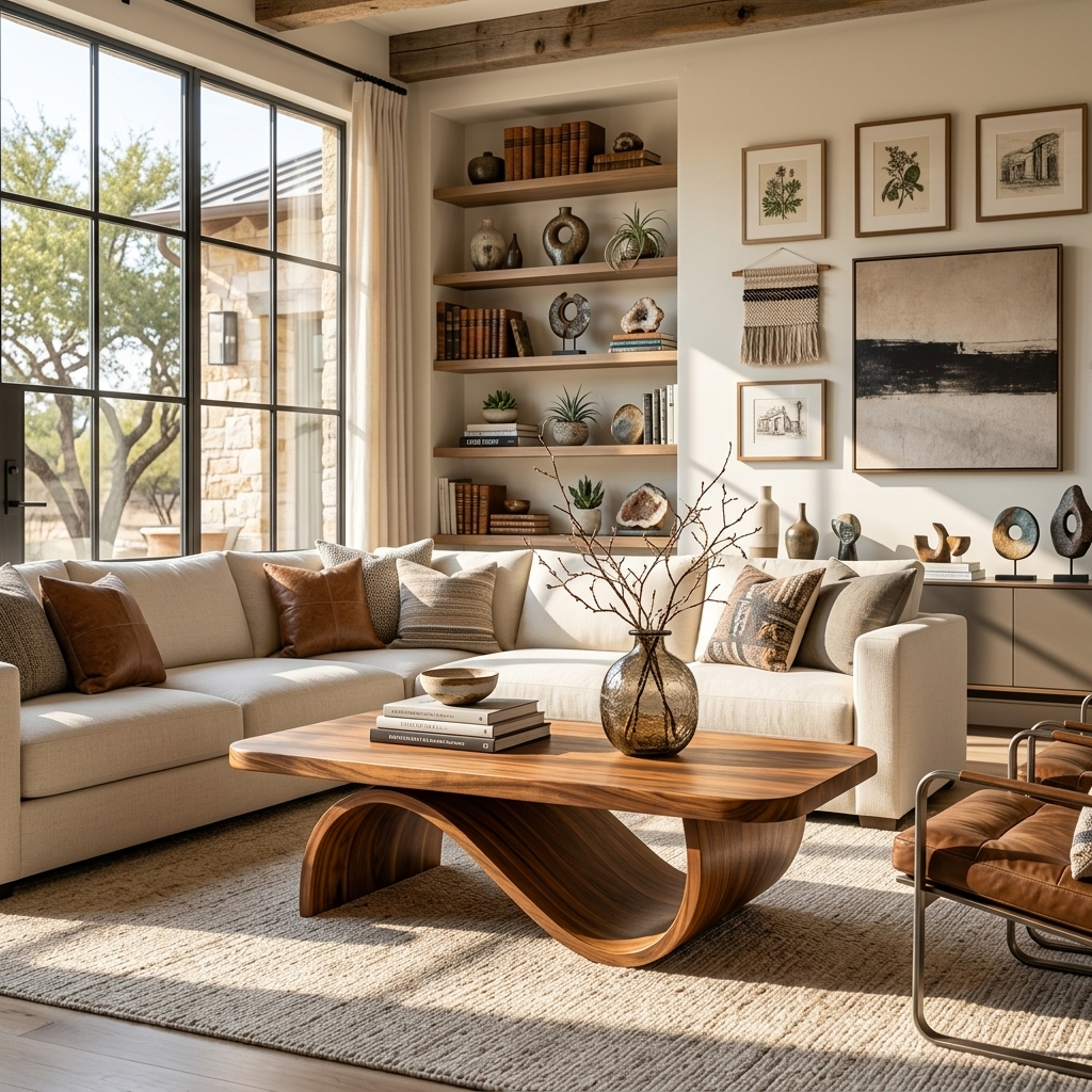 Artistic Coffee Table Curved Base Design For Living Decor