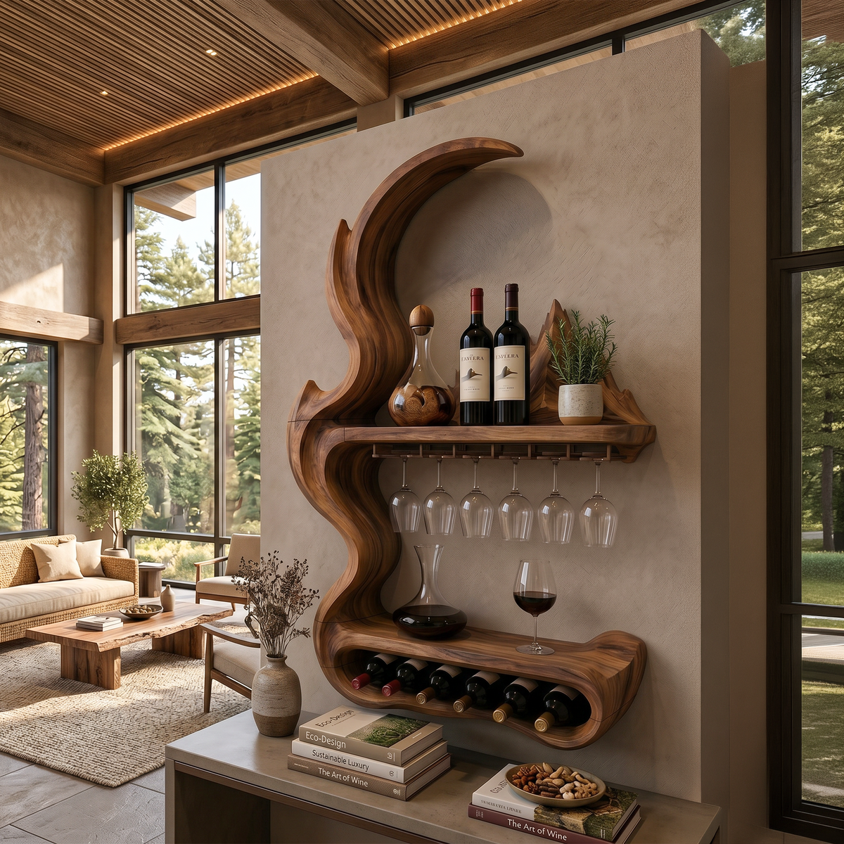 Contemporary Artistic Wine Rack For Open Interior