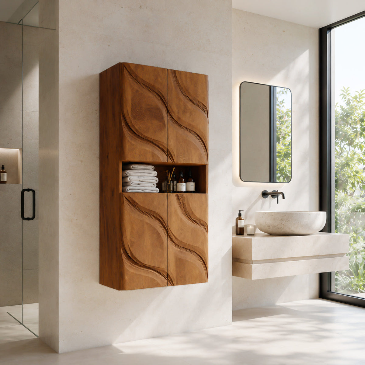 Contemporary Bathroom Cabinet Waves Design For Bathroom