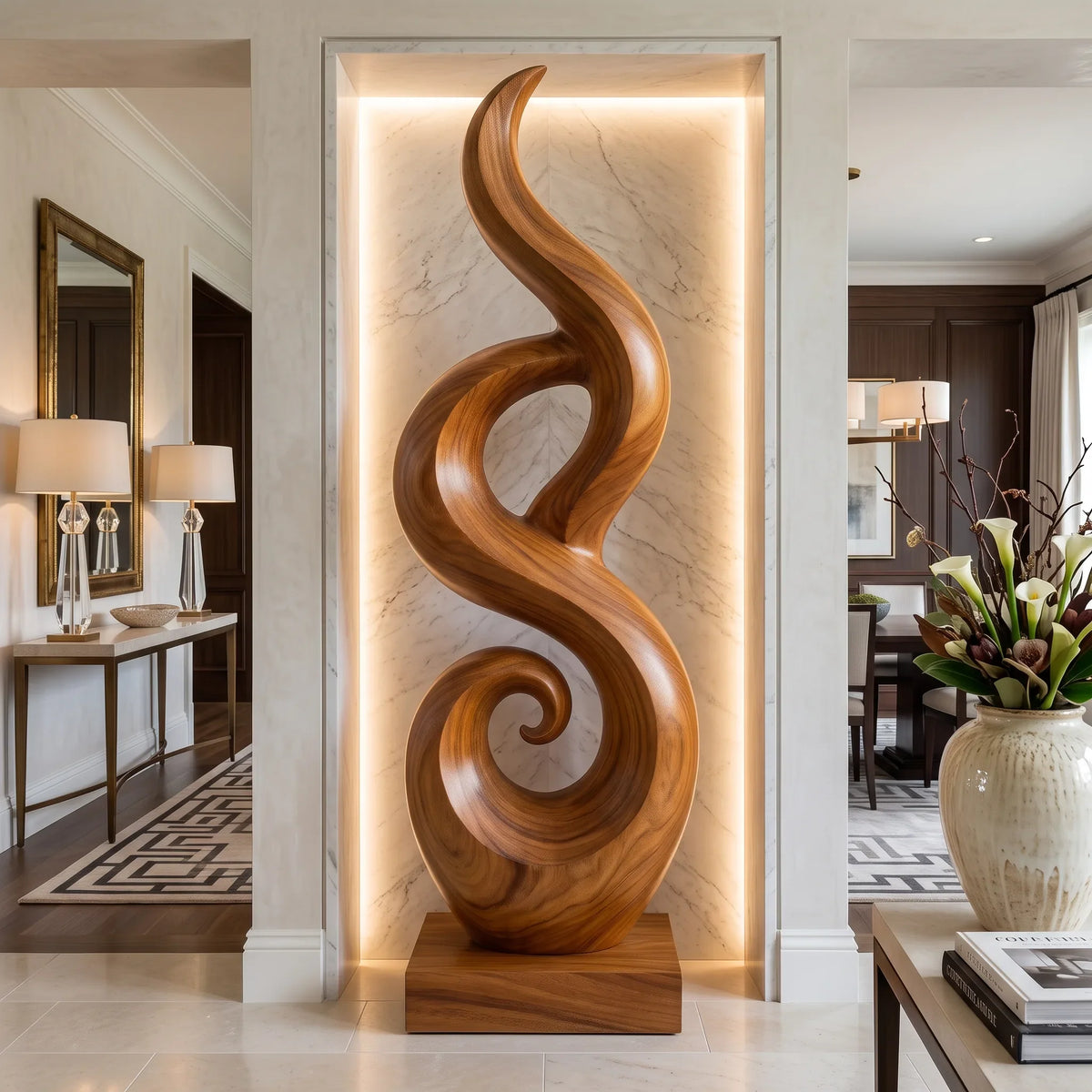 Abstract Wooden Sculpture For Coastal Beach House Decor