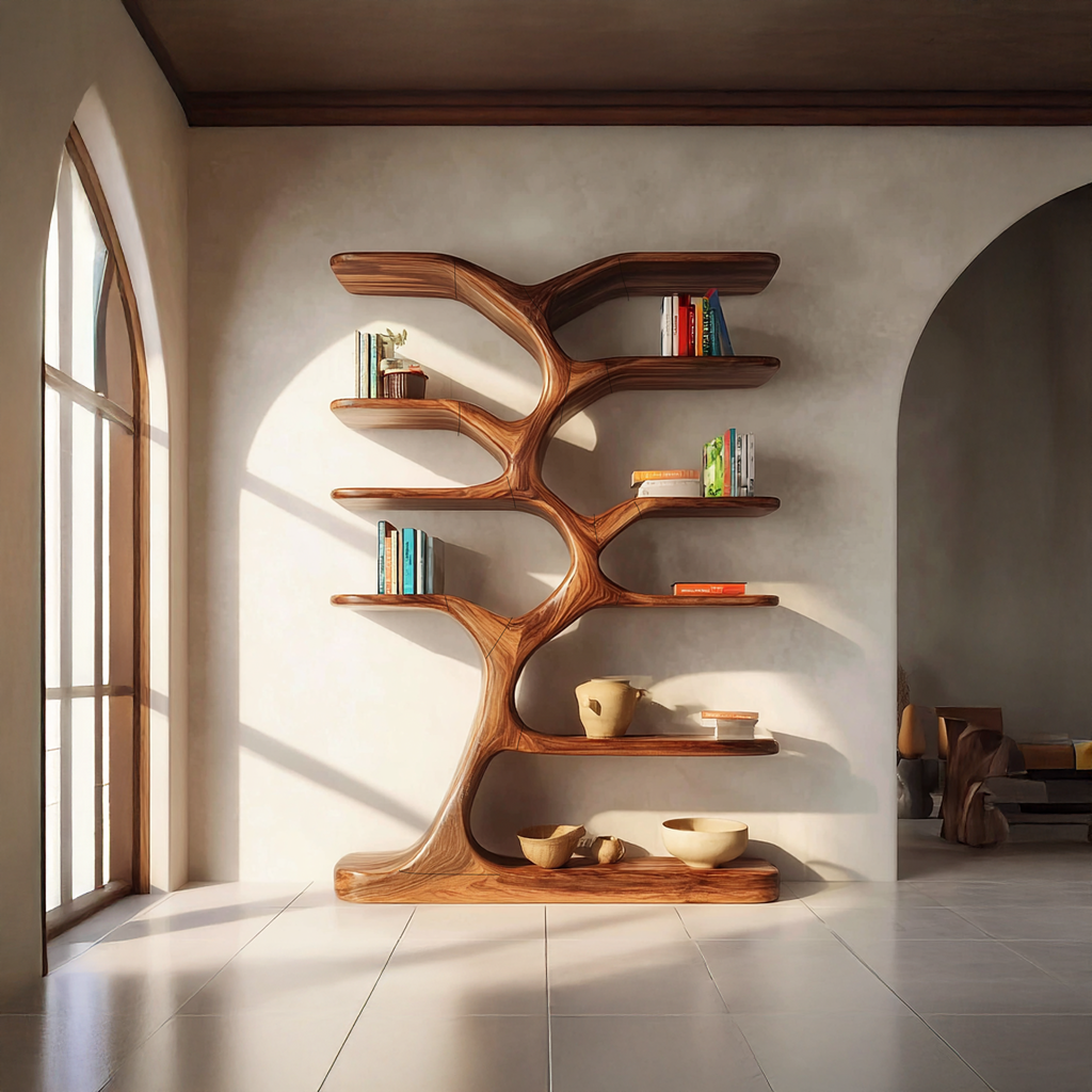 Entryway Bookshelf Natural Wood Modern Decor Gift - view 2