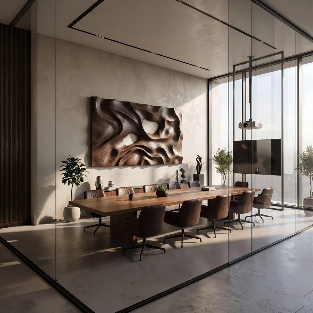 Contemporary Carved Wall Decor Panel For Living Room