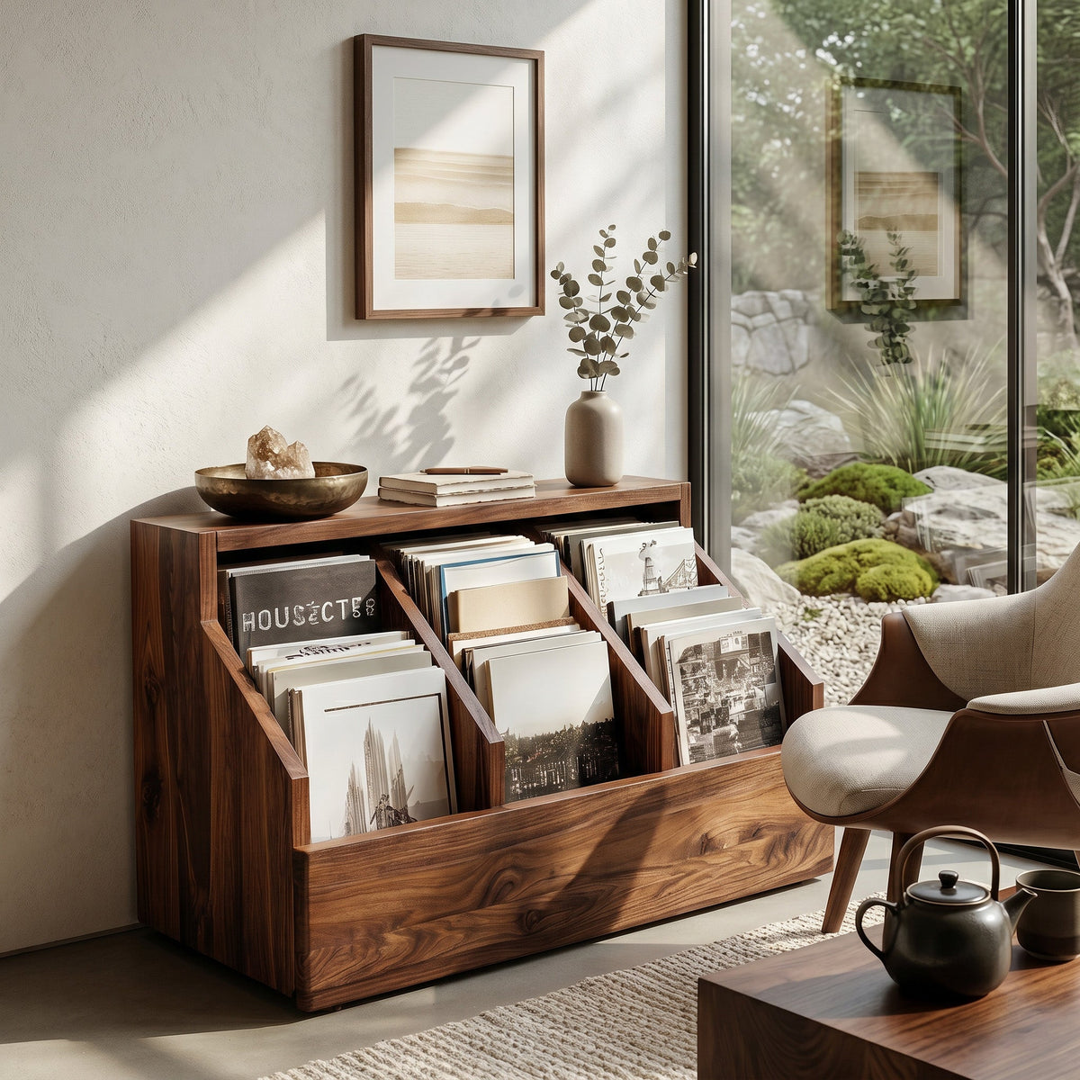 Contemporary Angled Pocket Magazine Rack For Living Room