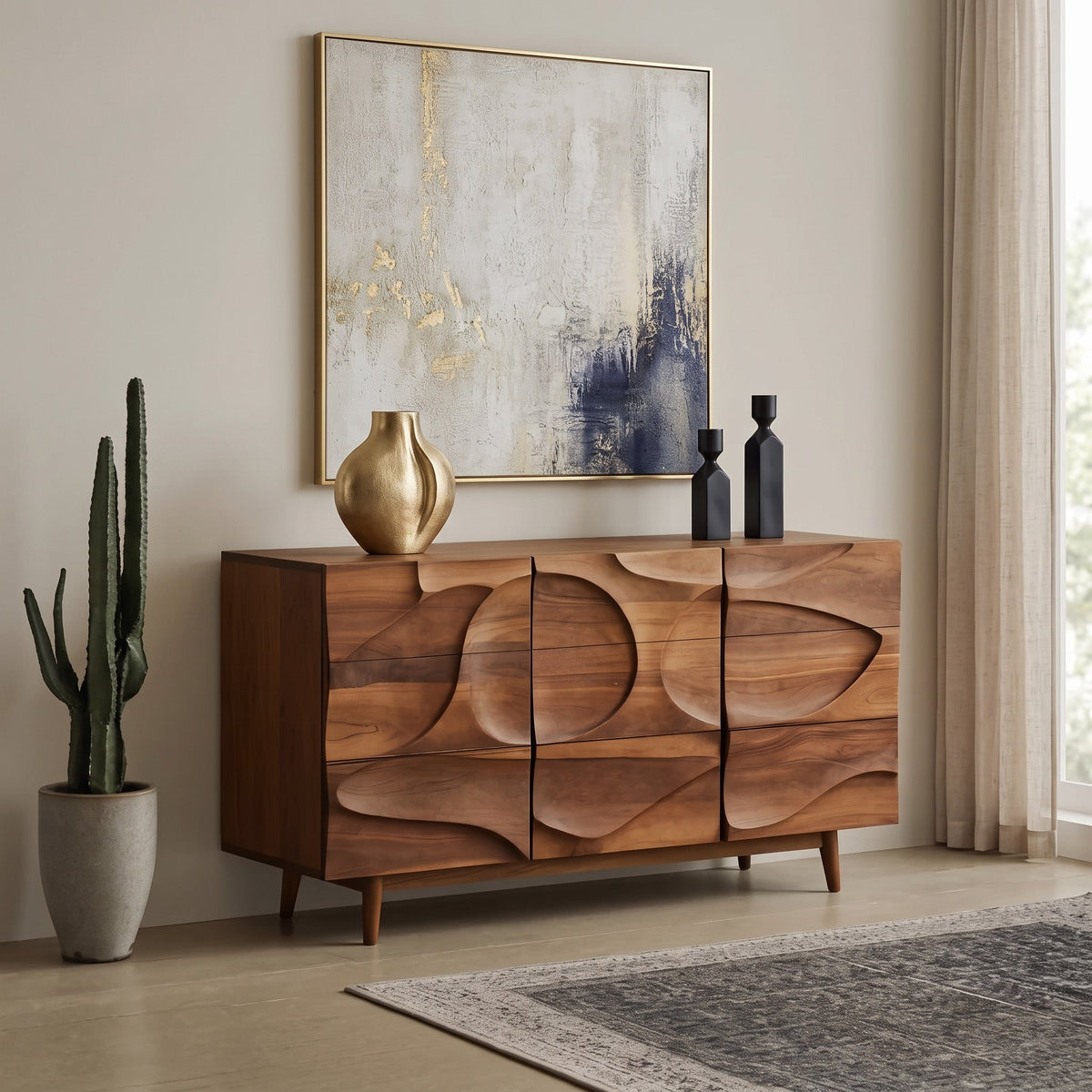 Contemporary Carved Sideboard For Living Room Or Dining Room