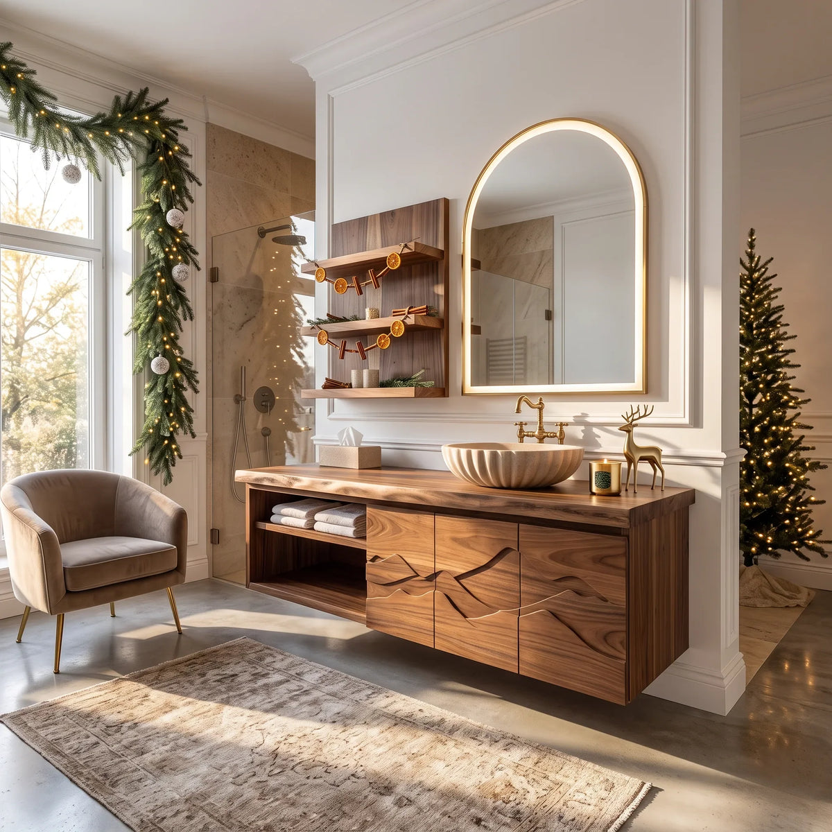 Contemporary Christmas Storage Bathroom Vanity Master Ensuite