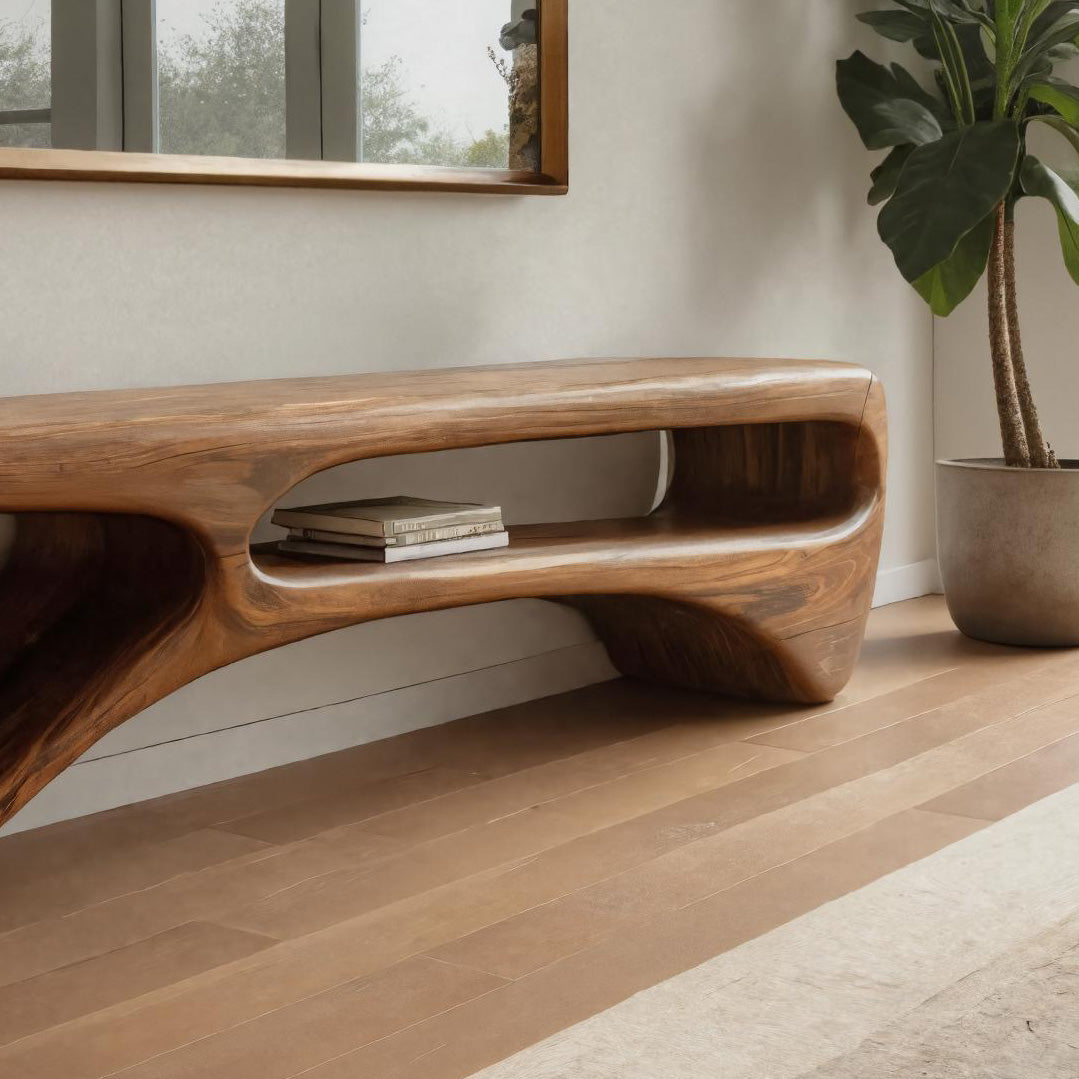 Contemporary Curved Bench For Living Room Or Entryway