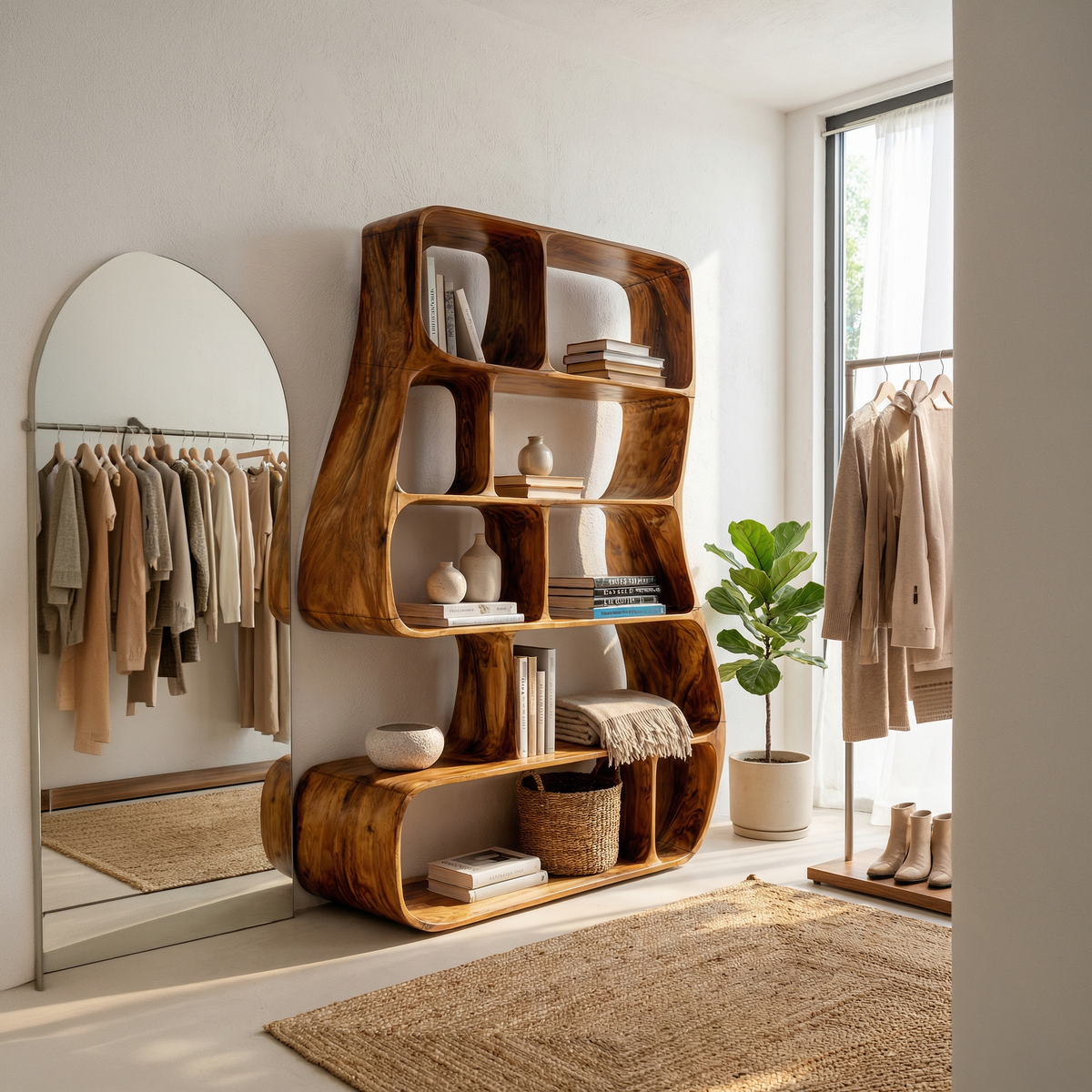 Contemporary Artistic Bookshelf Bedroom Corner Display