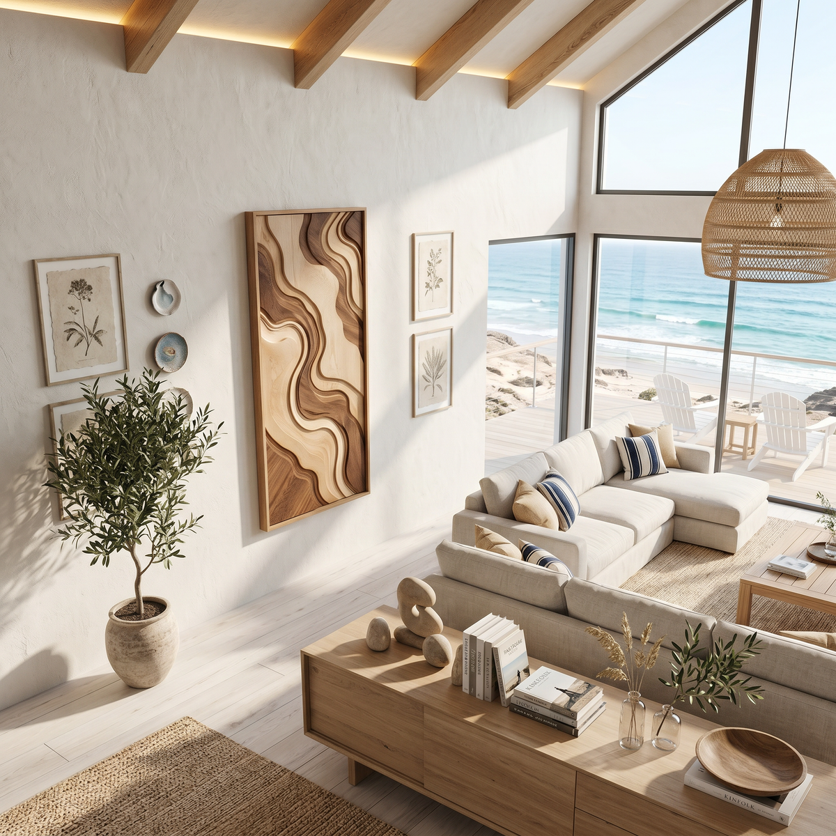 Contemporary Curved Line Wall Art For Lounge Area