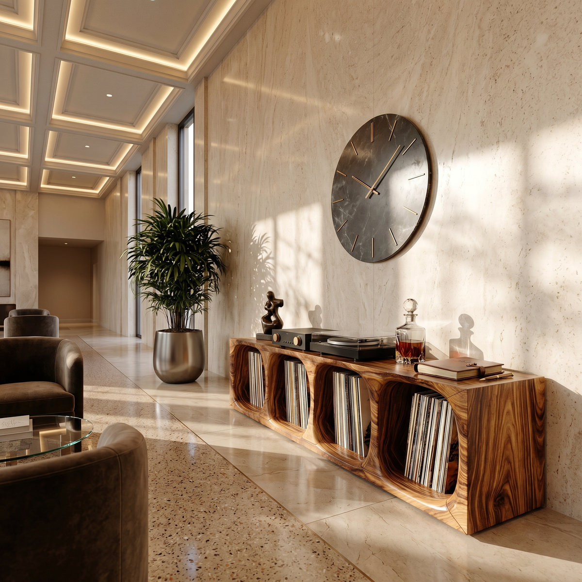 Contemporary Arch Vinyl Storage Cabinet Luxury Lounge