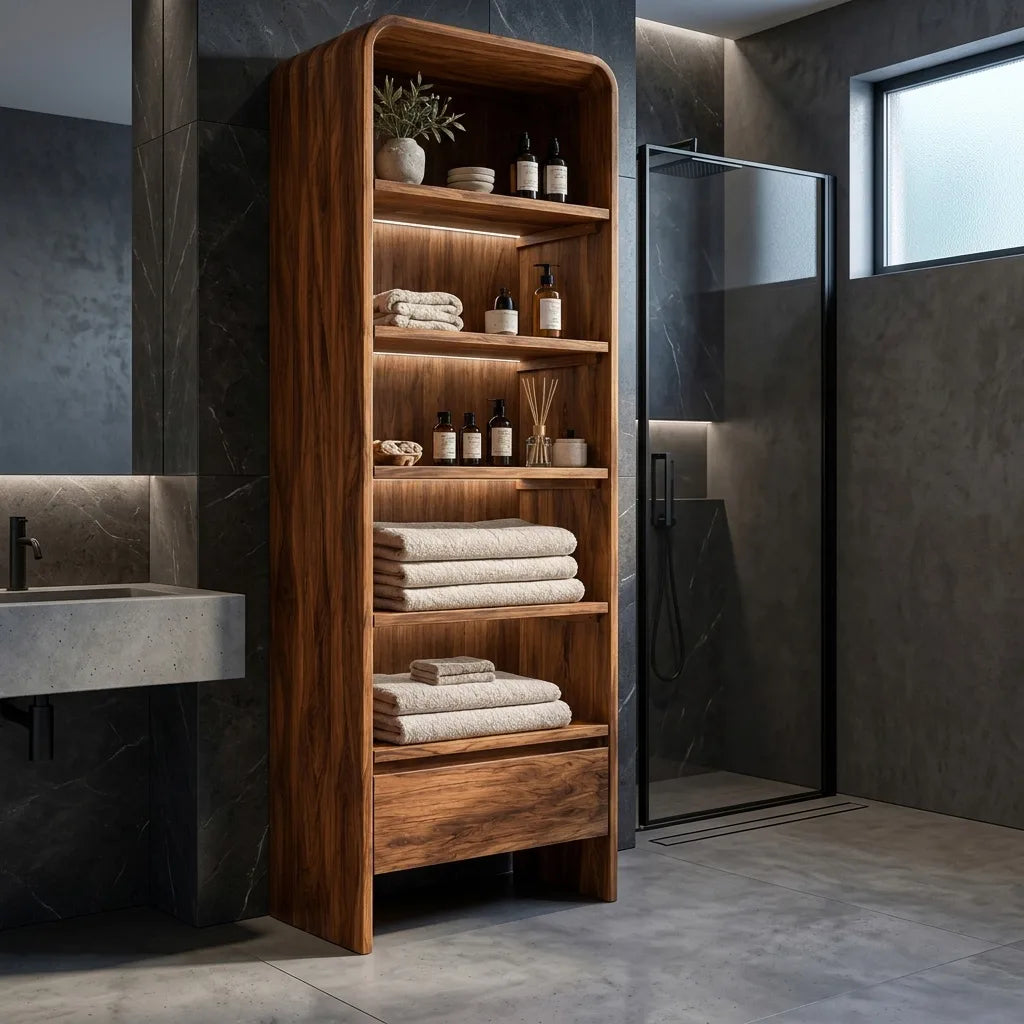 Contemporary Bathroom Cabinet With Rounded Edges For Bathroom