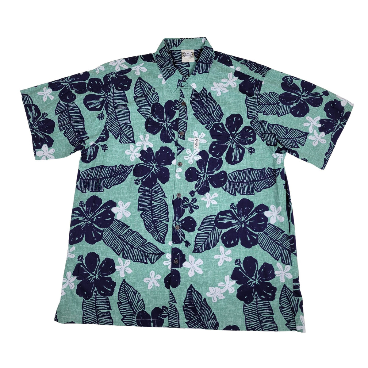 Texture Hibiscus (Sage) Hawaiian Shirts