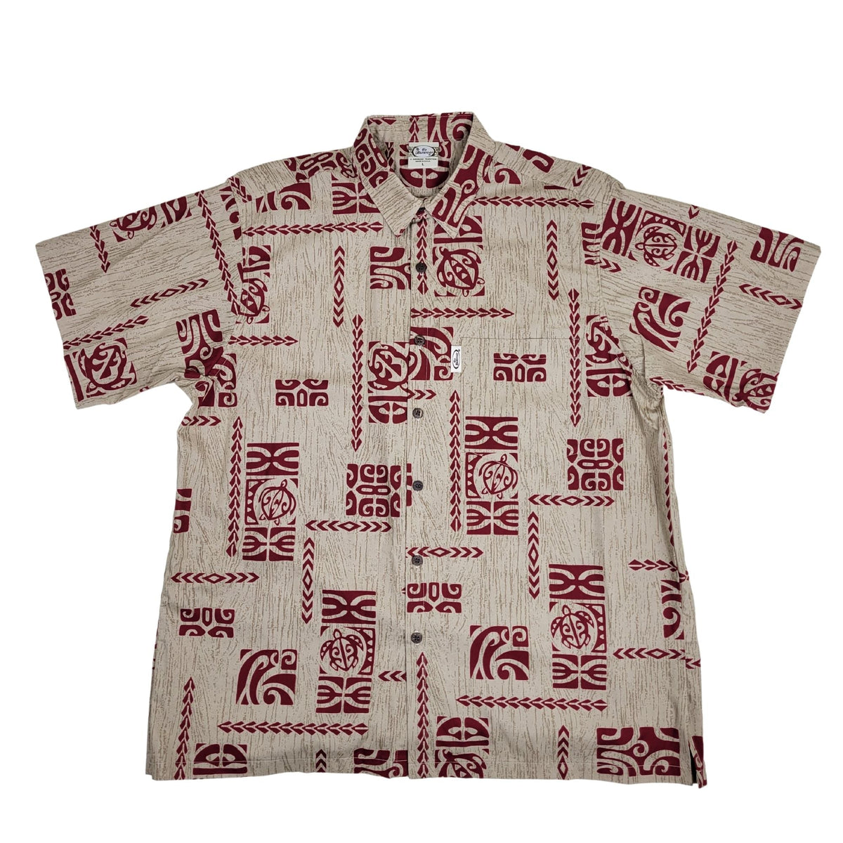 Tribal Honu (Beige) Hawaiian Shirts