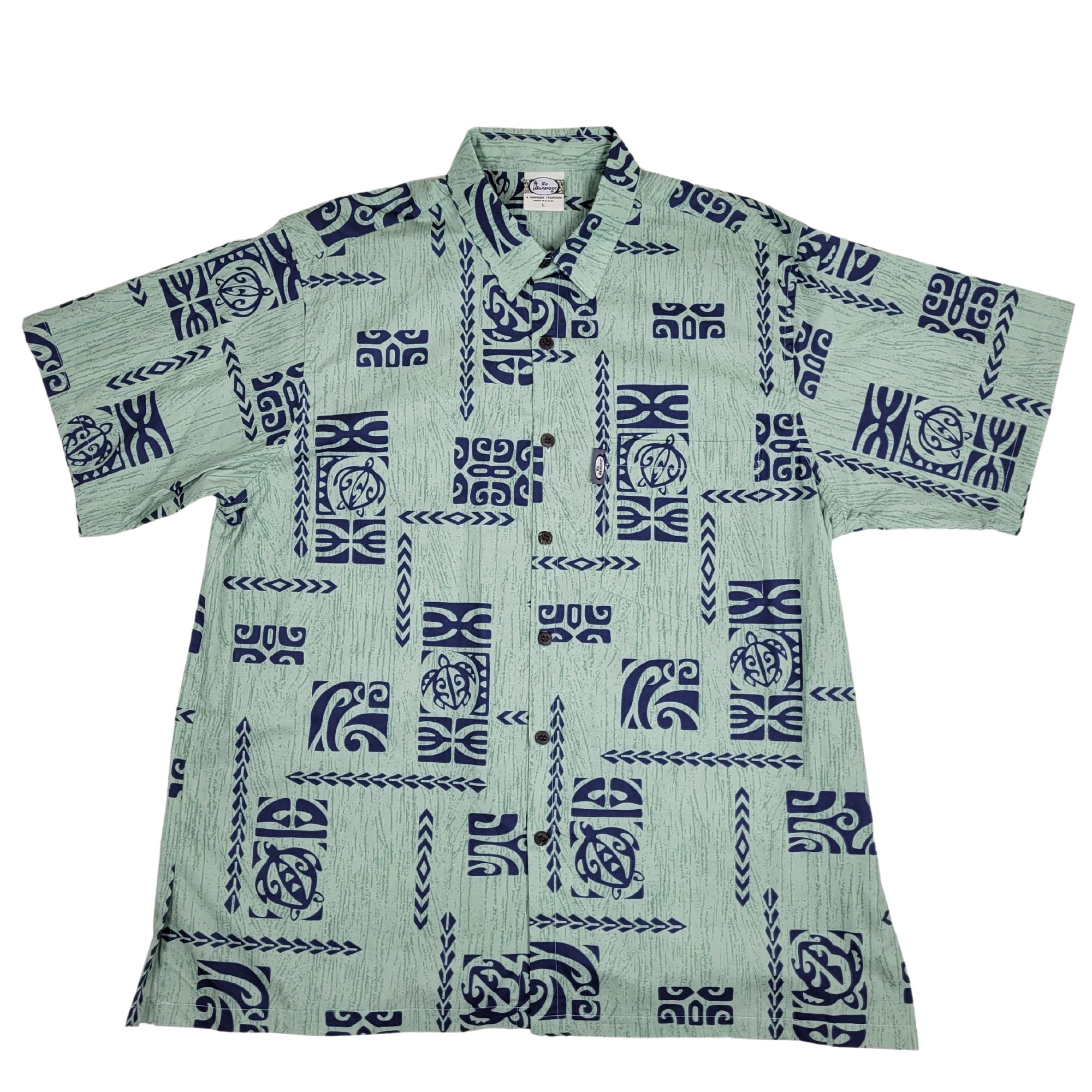 Tribal Honu (Sage) Hawaiian Shirts