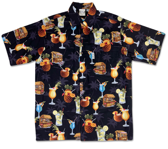 Barefoot Bar (Black) Hawaiian Shirts