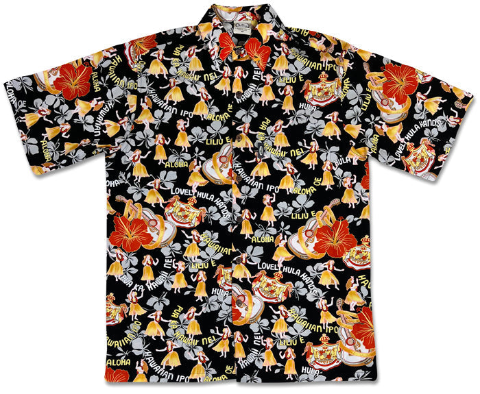 Hula Hands (Black) Hawaiian Shirts