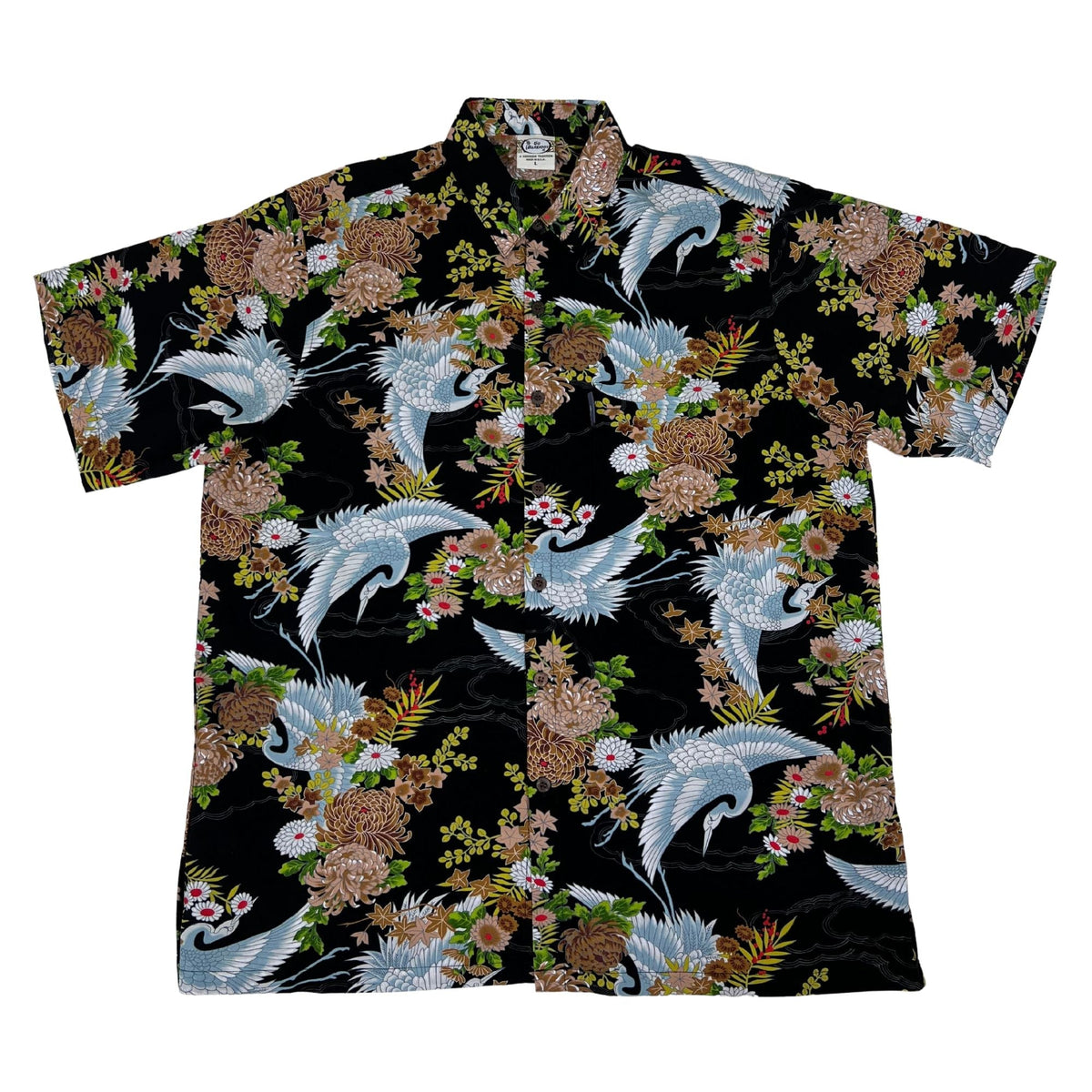 Tsuru (Black) Hawaiian Shirts