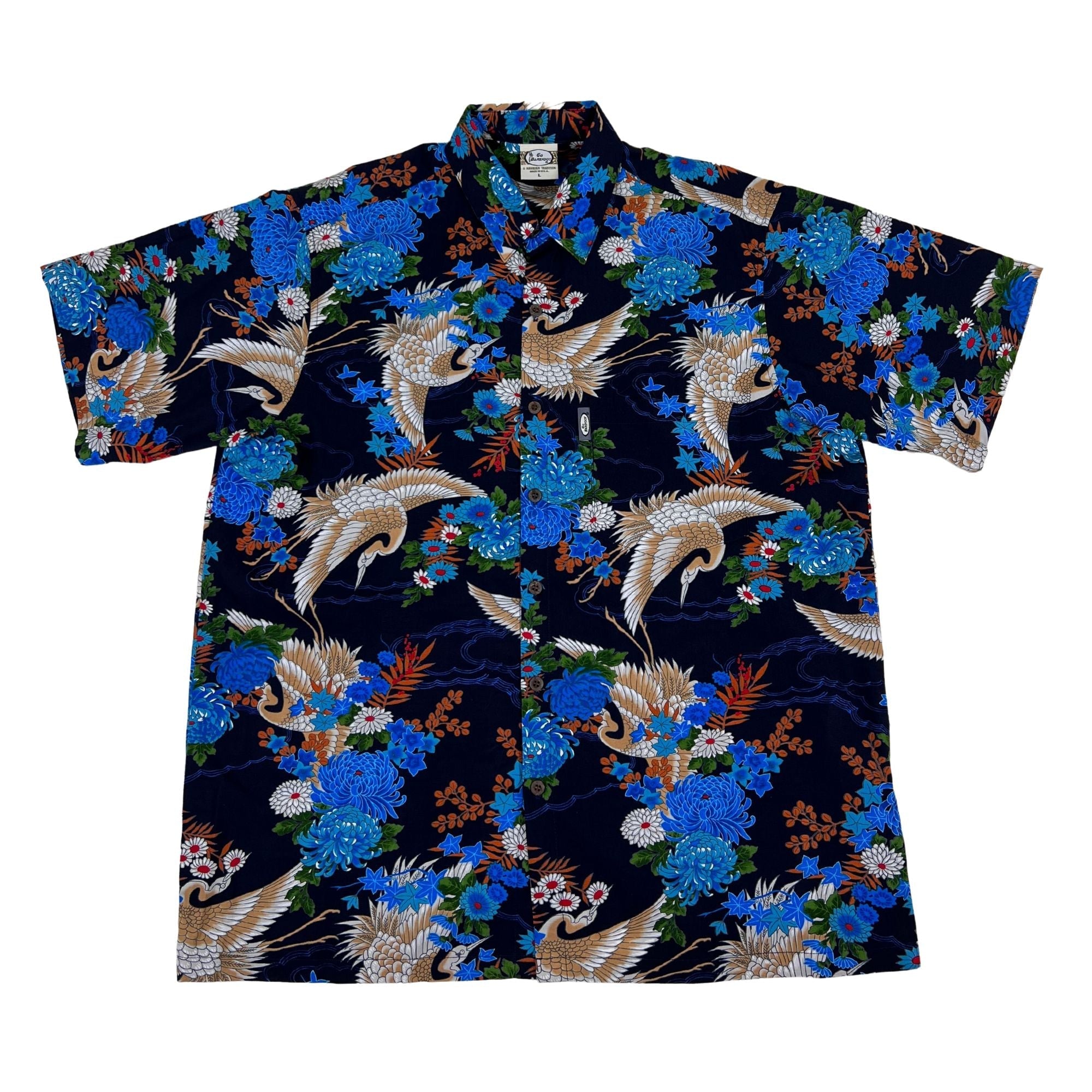 Tsuru (Navy) Hawaiian Shirts