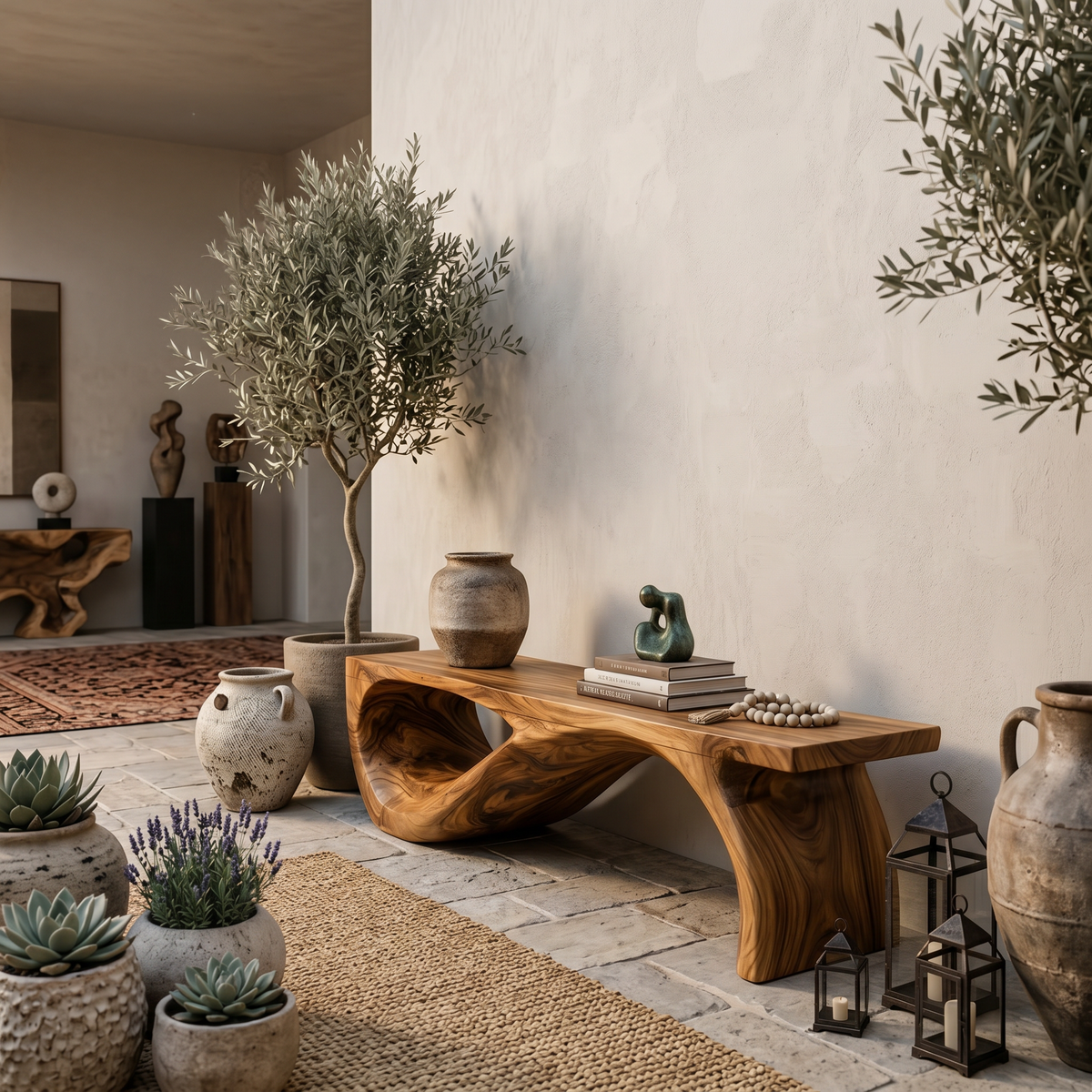 Architectural Bench Sculpted For Modern Hallway Decor