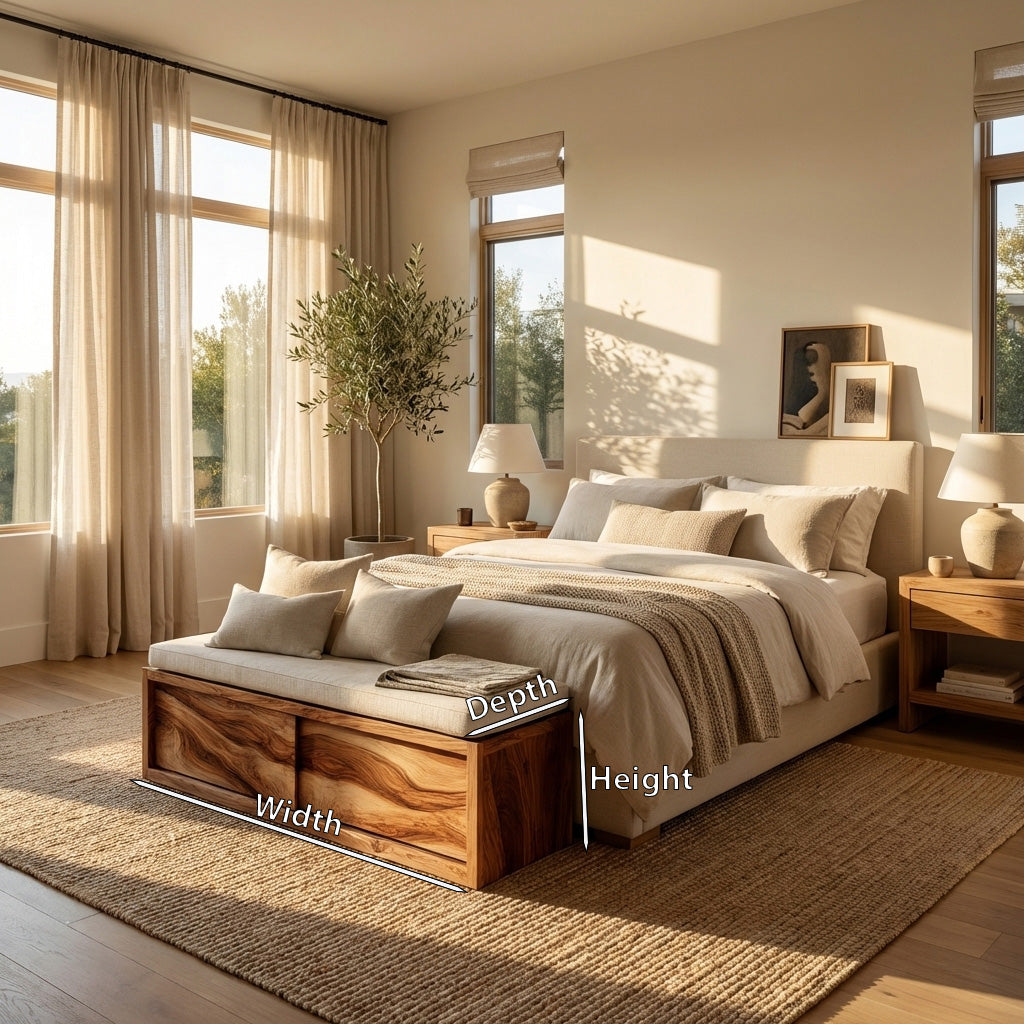 Contemporary Coastal Storage Bench For Living Room