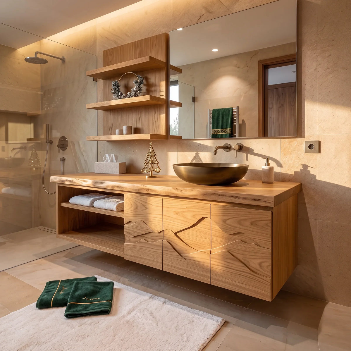 Contemporary Christmas Storage Bathroom Vanity Master Ensuite
