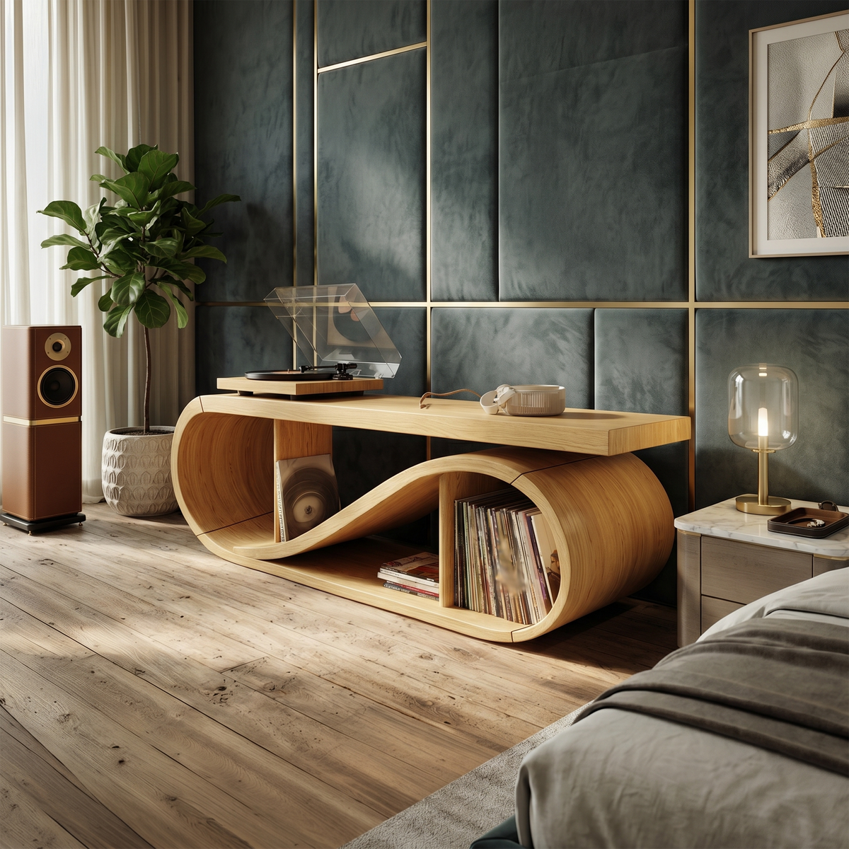 Coastal Wave Record Storage Cabinet Beach Residence