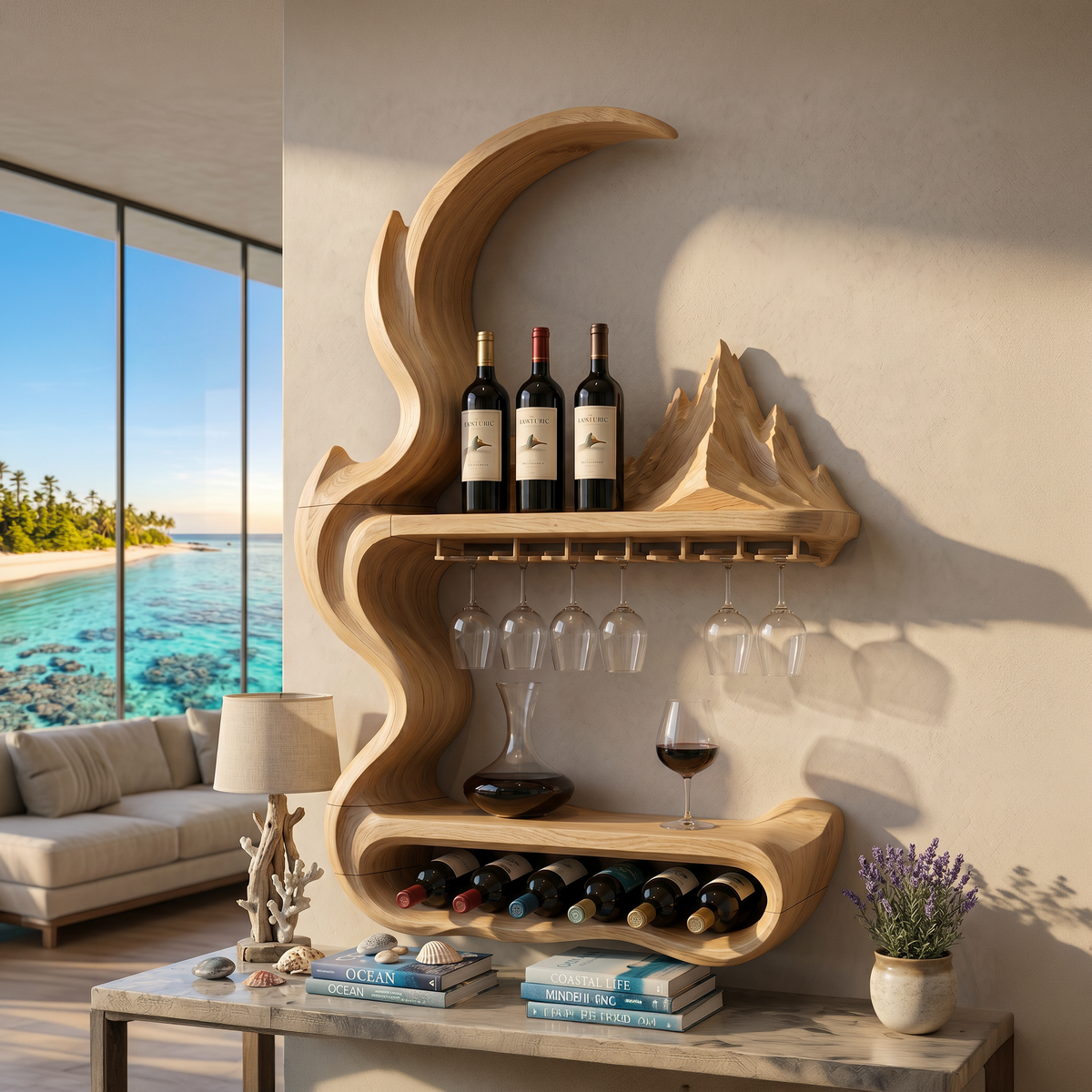 Contemporary Artistic Wine Rack For Open Interior