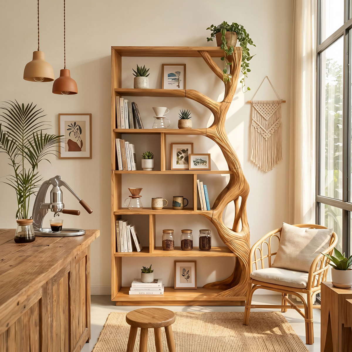 Contemporary Artistic Bookcase Storage Organizer For Office Space