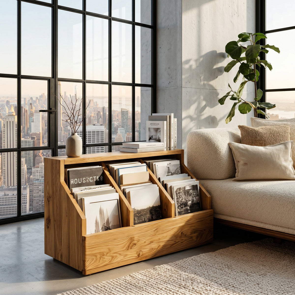 Contemporary Angled Pocket Magazine Rack For Living Room