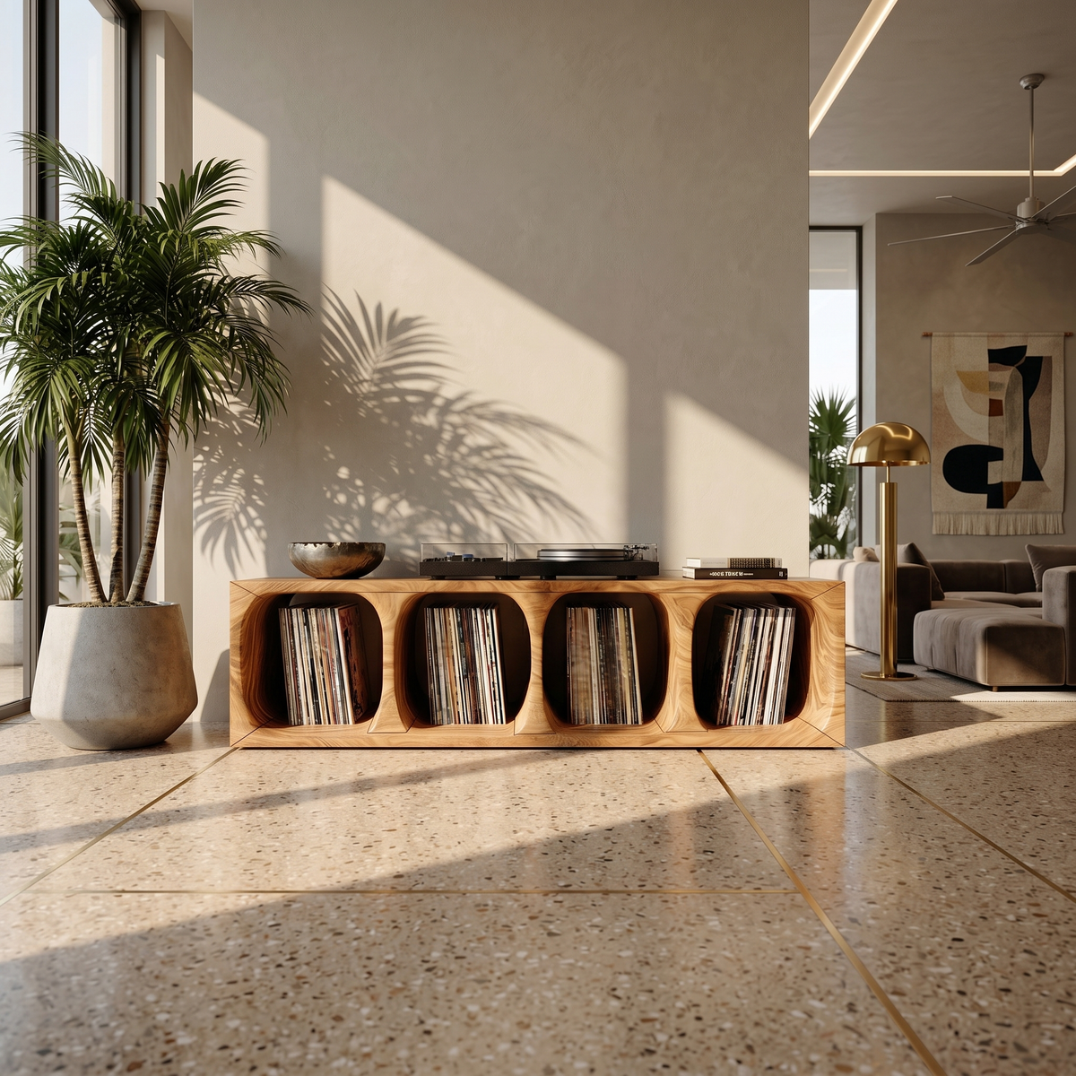 Contemporary Arch Vinyl Storage Cabinet Luxury Lounge
