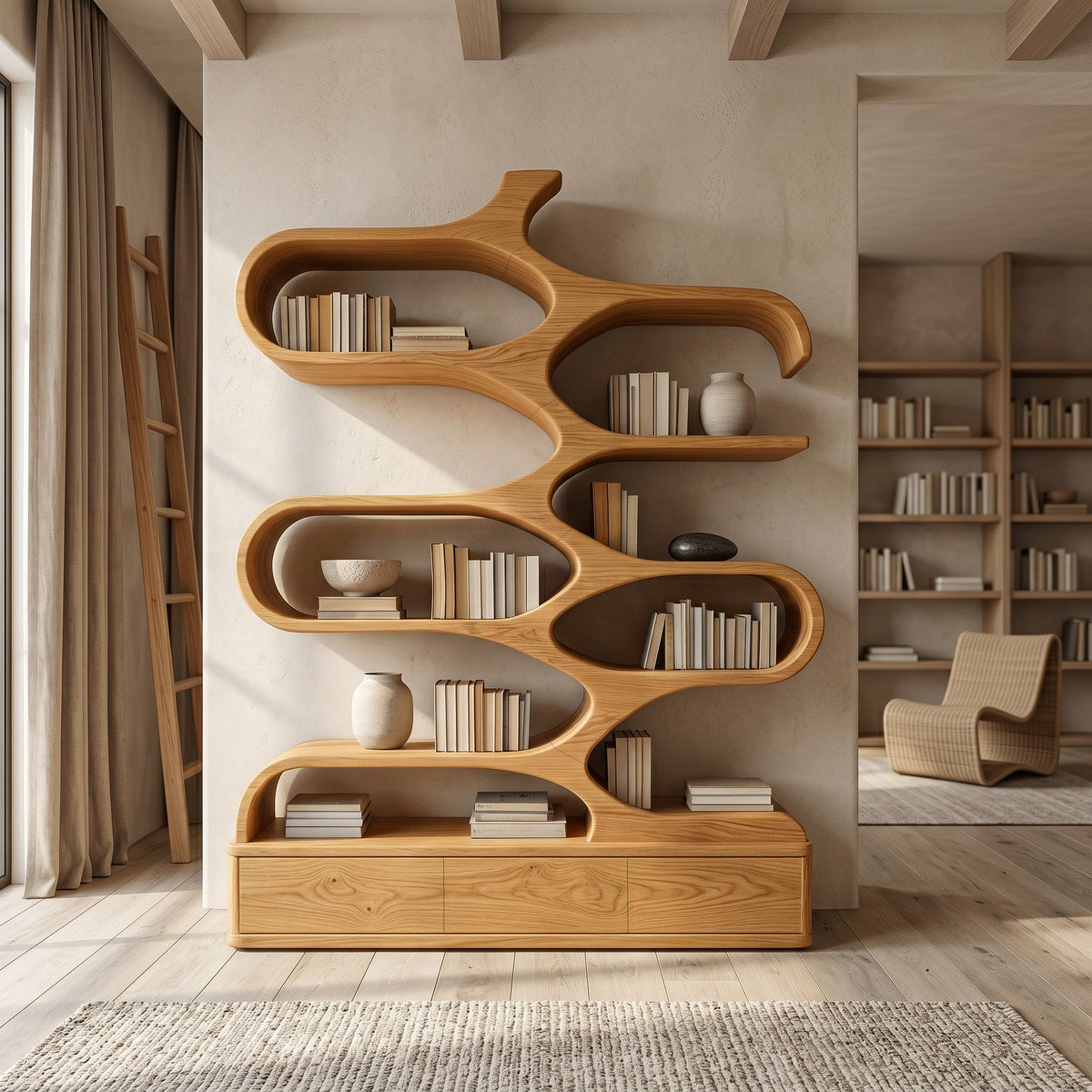 Contemporary Artistic Sculptural Bookshelf For Living Room