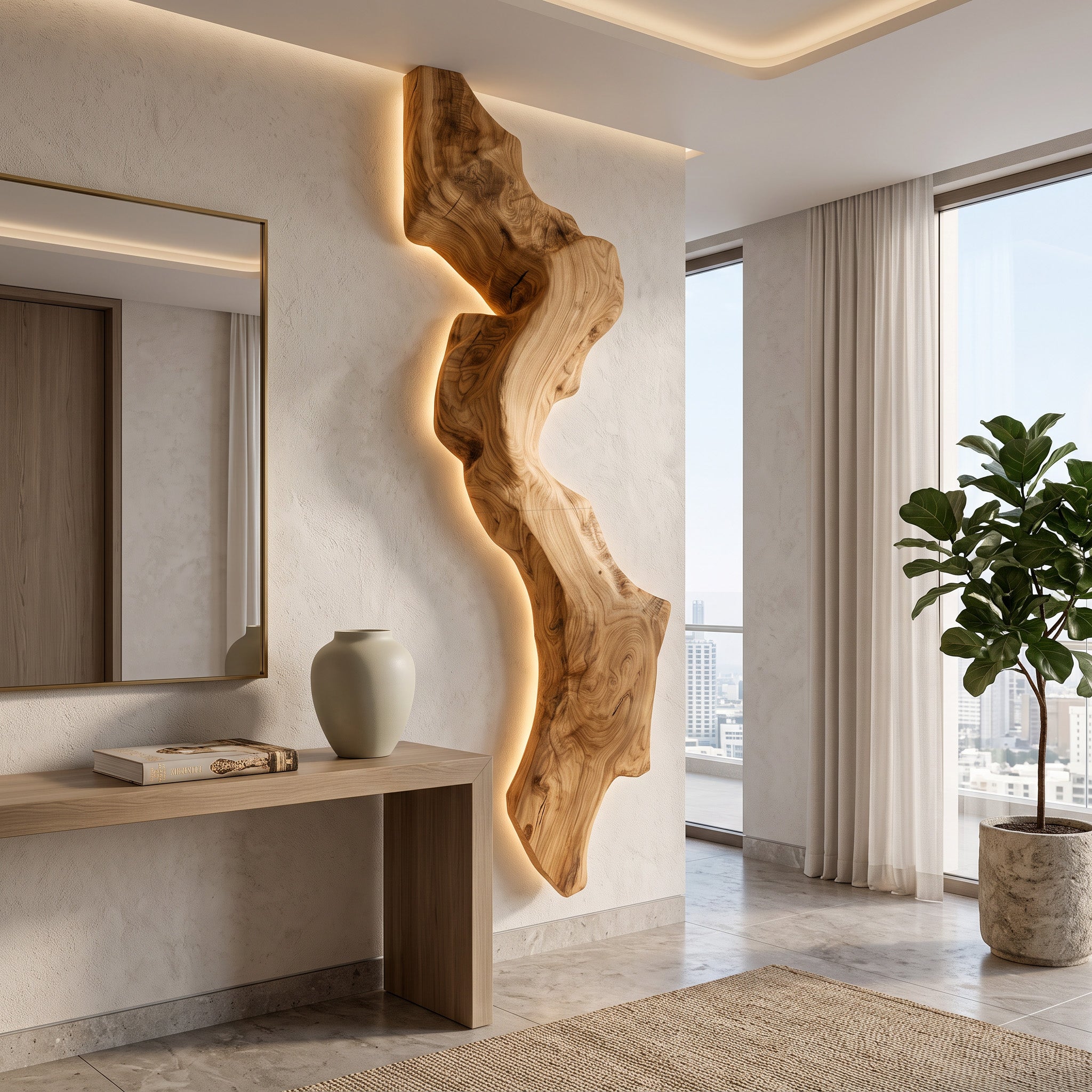 Abstract Live Edge Wall Lamp For Bedroom