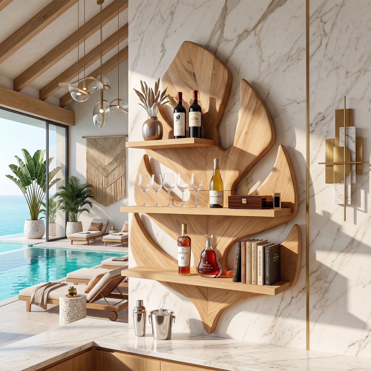 Boho Wall Wine Rack For Living Space Wine Arrangement