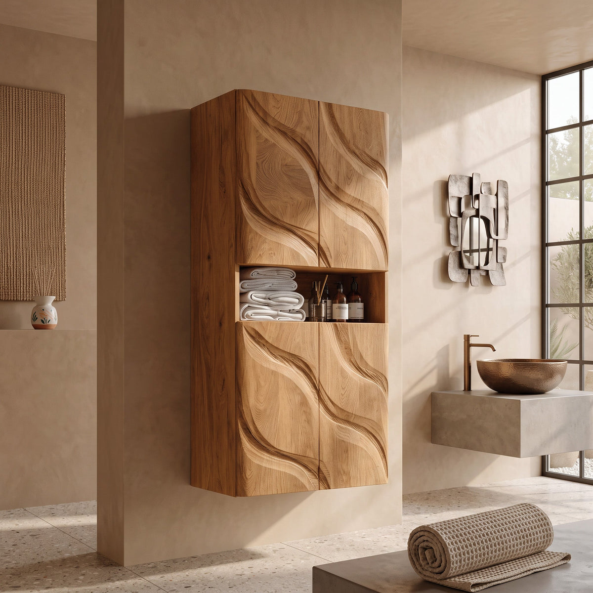 Contemporary Bathroom Cabinet Waves Design For Bathroom