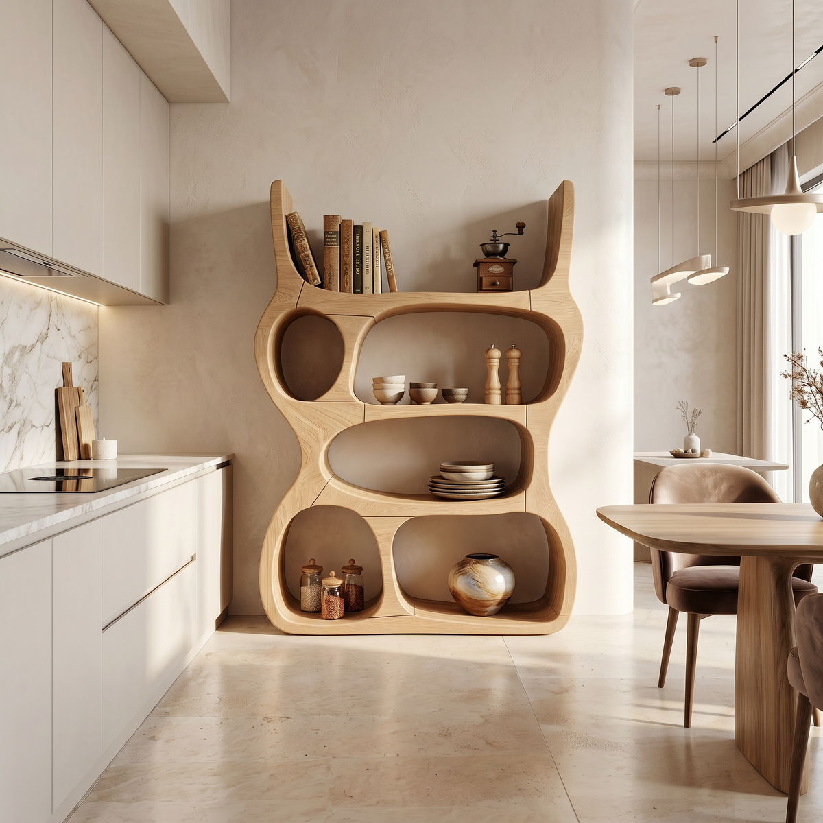 Artisan Organic Wooden Display Shelf For Cozy Interiors