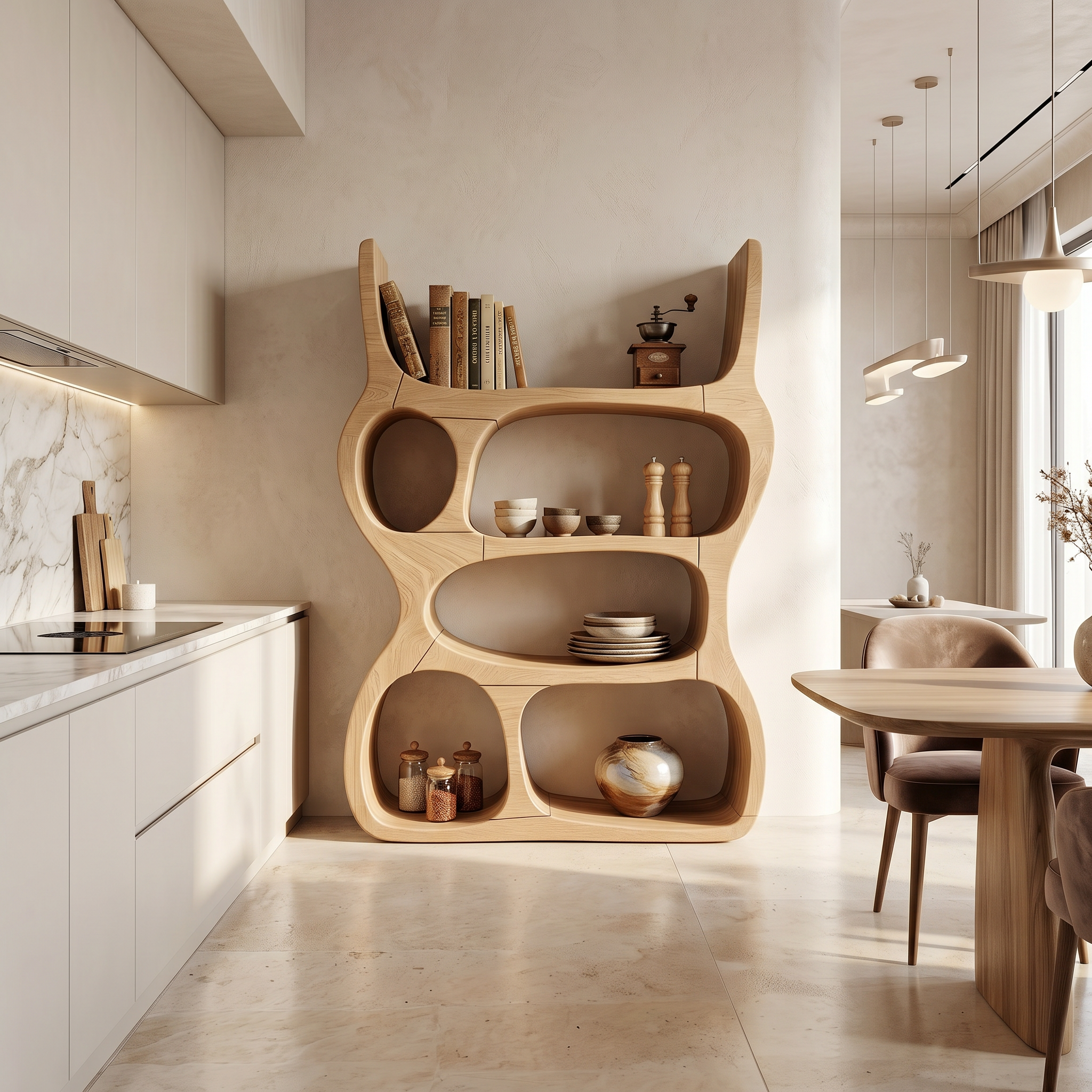 Artisan Organic Wooden Display Shelf For Cozy Interiors