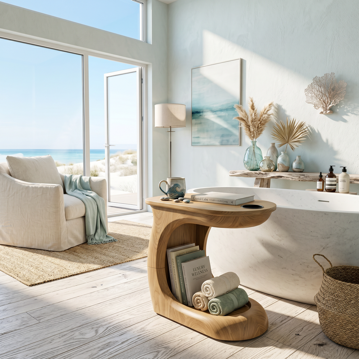 Contemporary Sculptural Side Table For Loft Interior Space