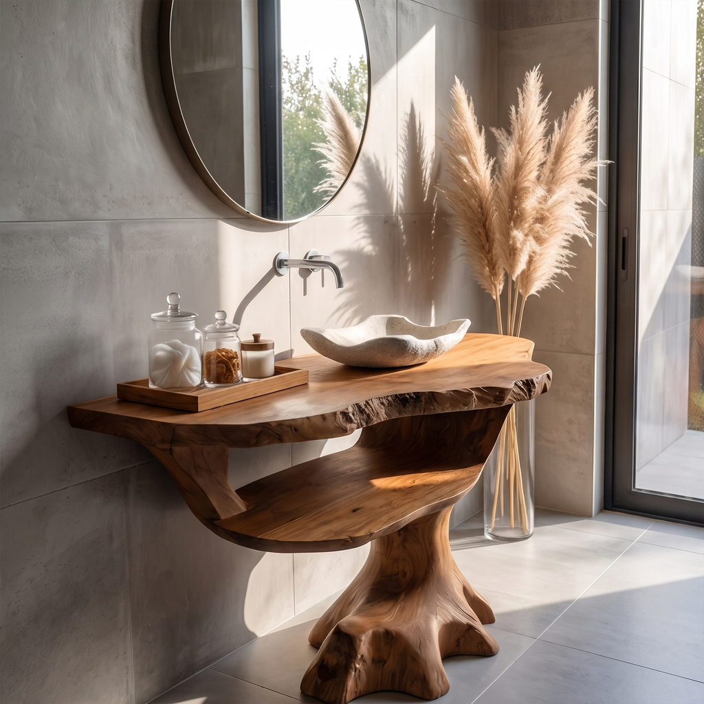 Contemporary Halloween Single Bathroom Vanity With Sculptural Branch Support For Bathroom - view 2