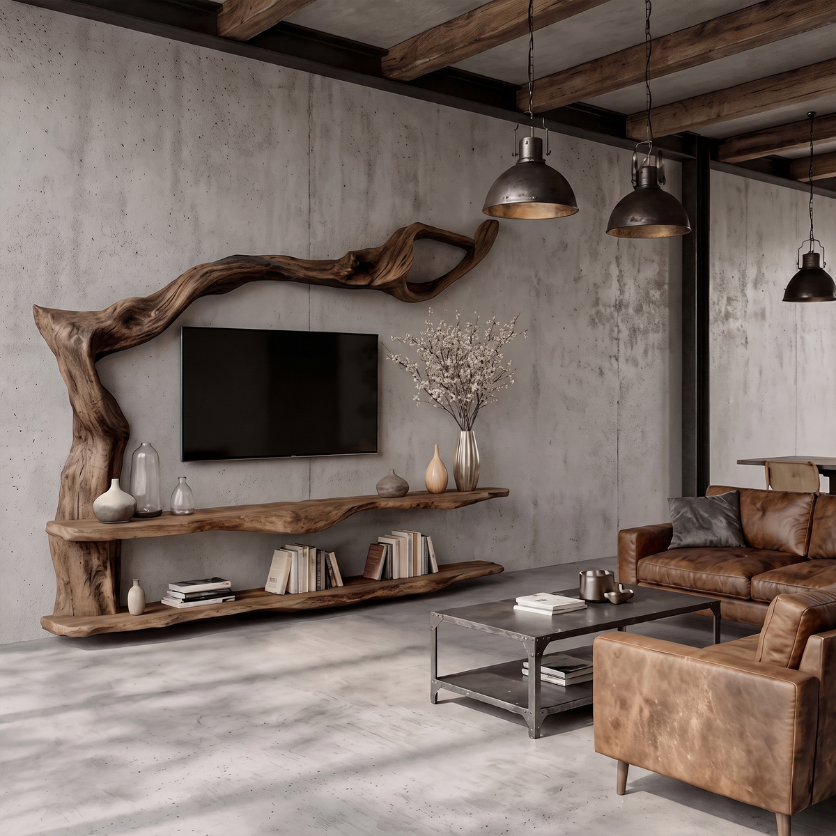Contemporary TV Cabinet With Sculptural Tree Inspired Base For Living Room - view 2