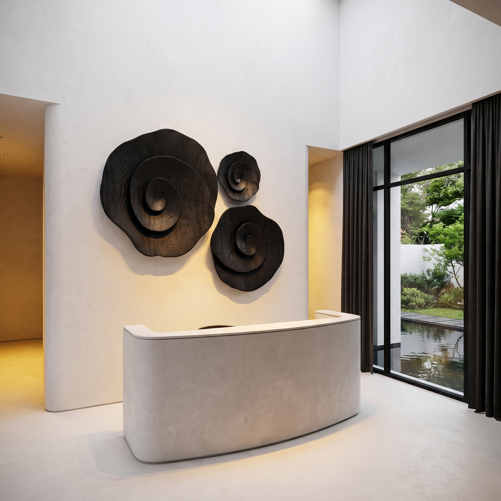 Contemporary Flower Wall Art With Sculptural Spiral Form For Entryway