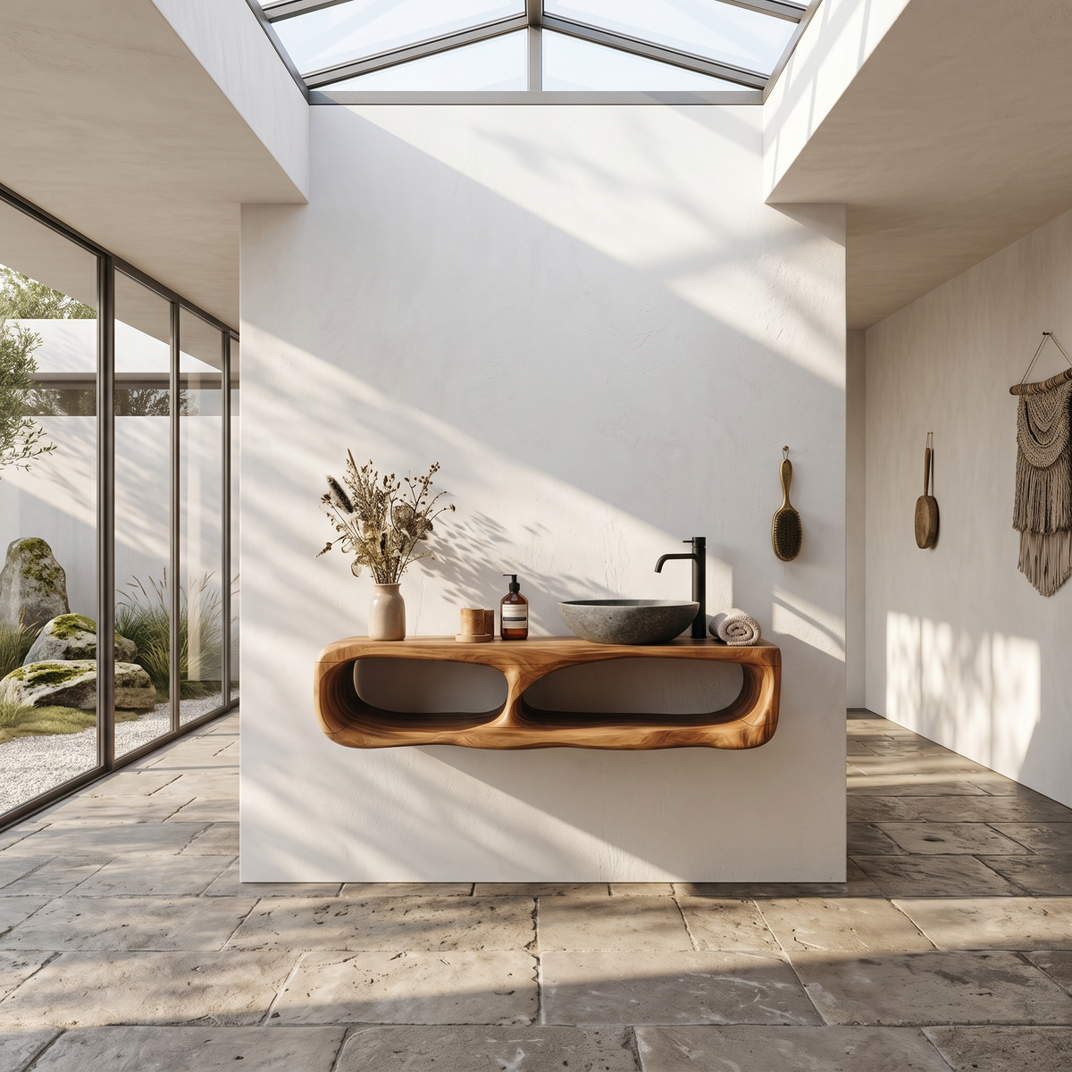 Coastal Organic Bathroom Vanity Wall Mounted Sink Console