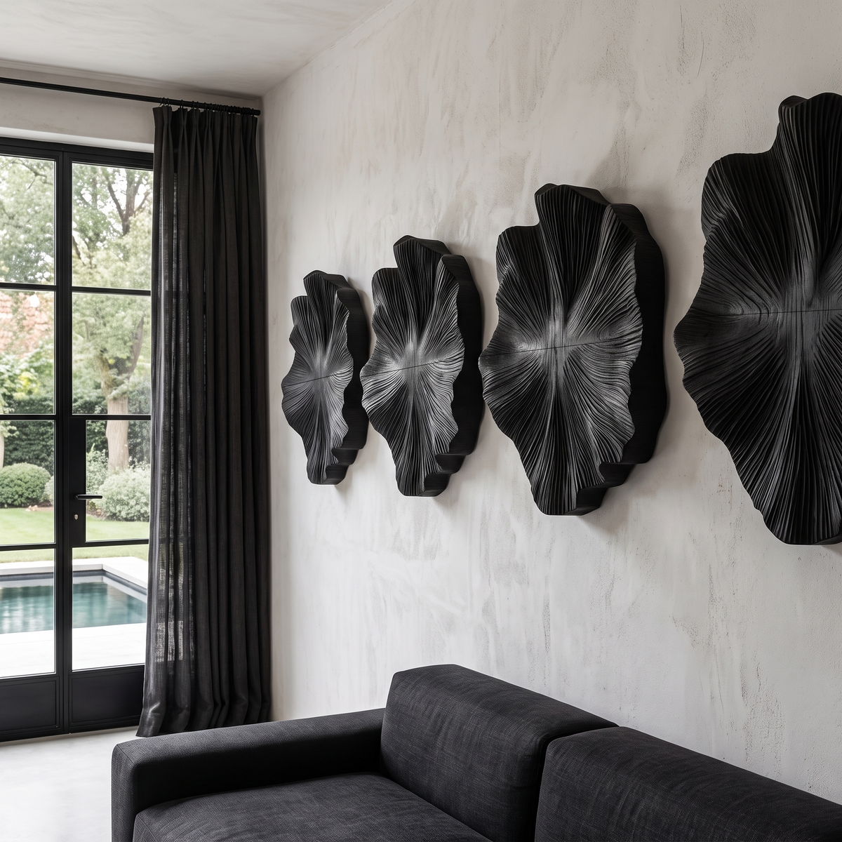 Contemporary Wood Wall Sculpture With Botanical Relief Design For Living Room And Hallway - view 2