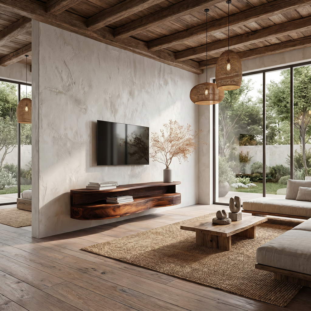 Contemporary Floating TV Stand with Built-In Drawer Storage
