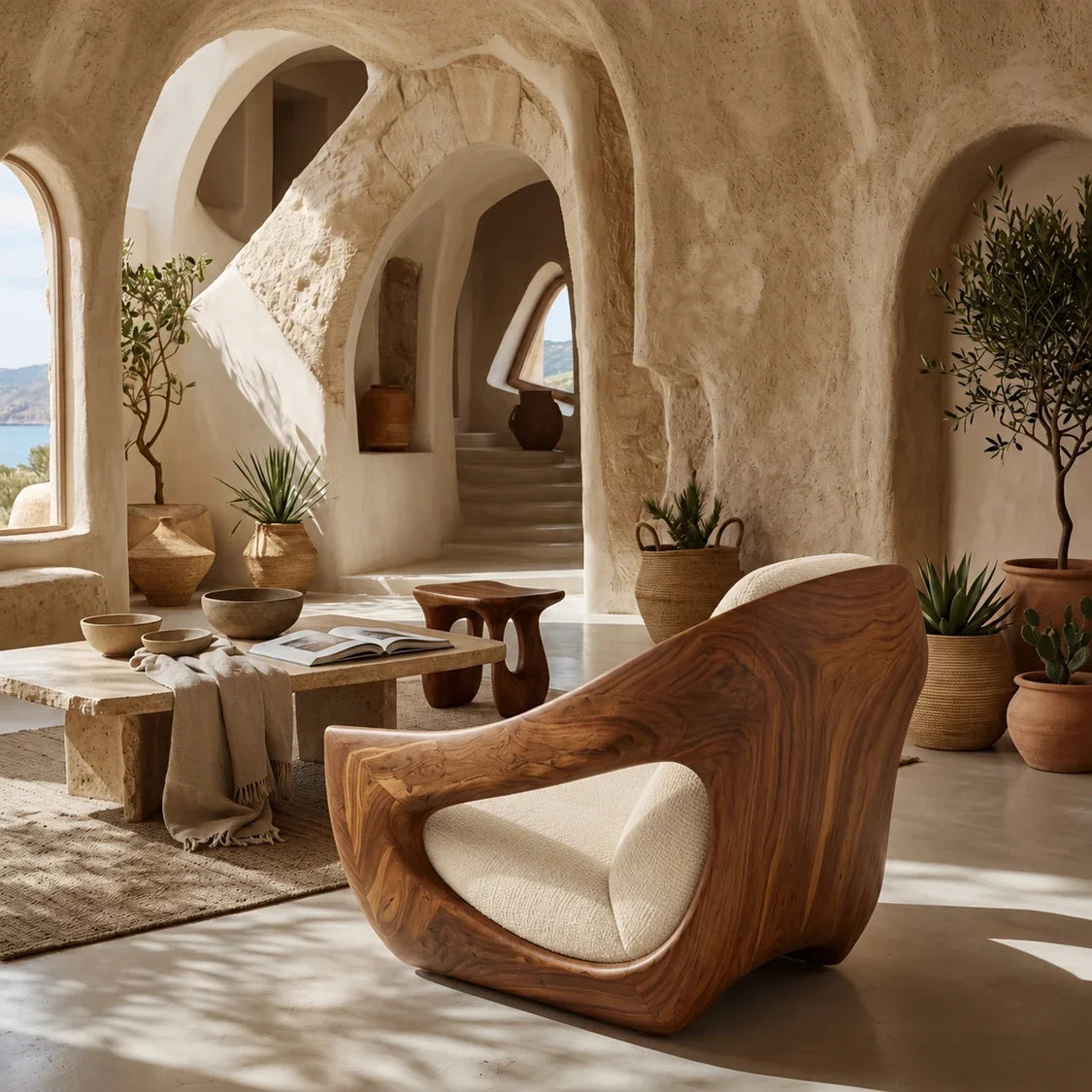Artistic Natural Wood Chair For Contemporary Living Room