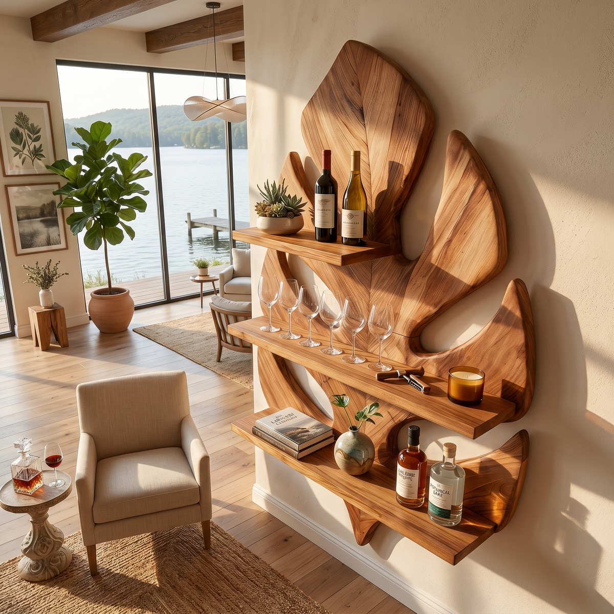 Boho Wall Wine Rack For Living Space Wine Arrangement