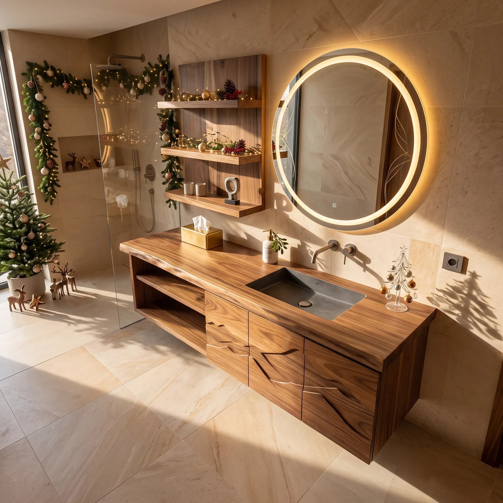 Contemporary Christmas Storage Bathroom Vanity Master Ensuite