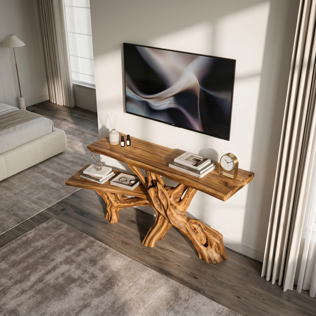 Classic Organic Wood Sofa Table For Living Room Styling