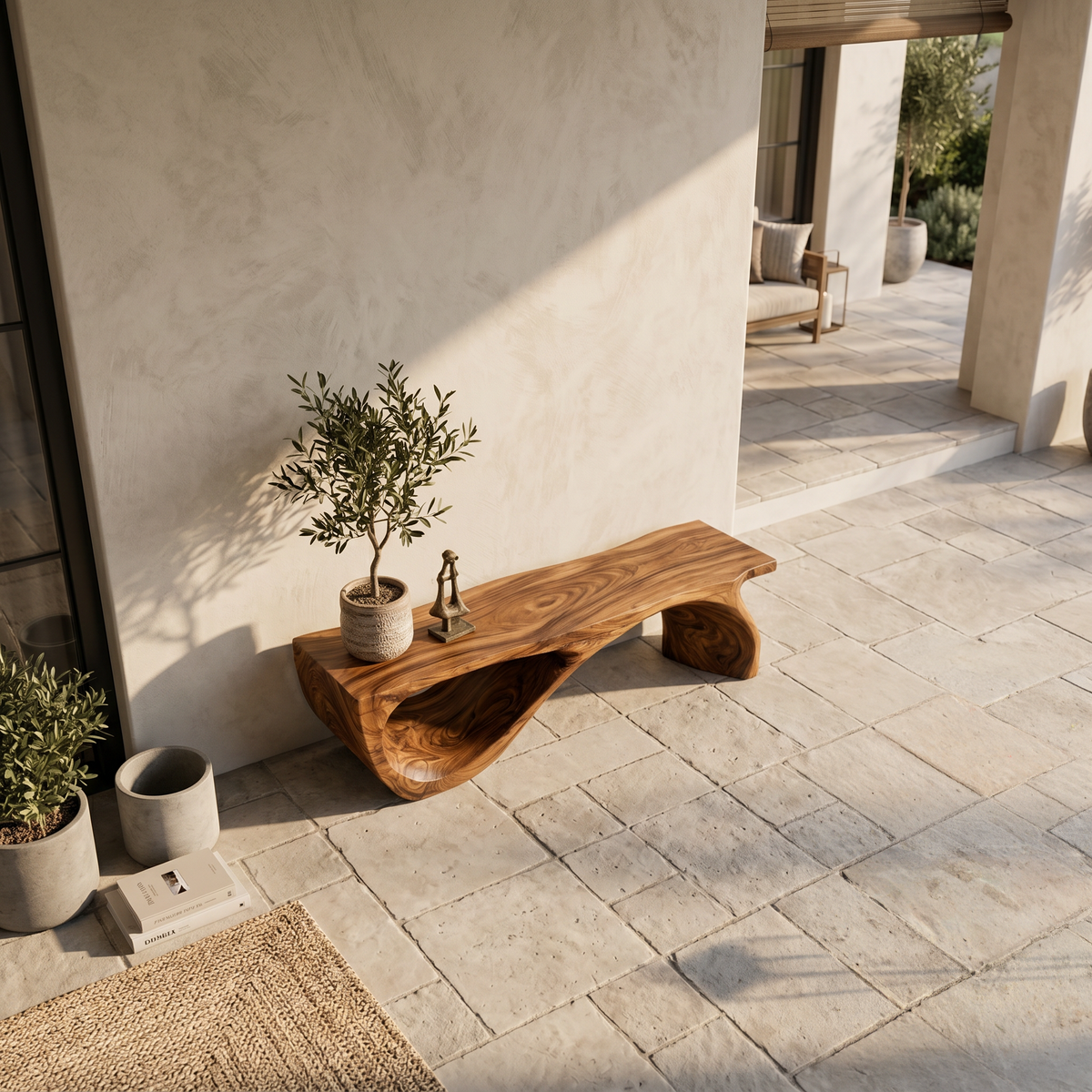 Architectural Bench Sculpted For Modern Hallway Decor