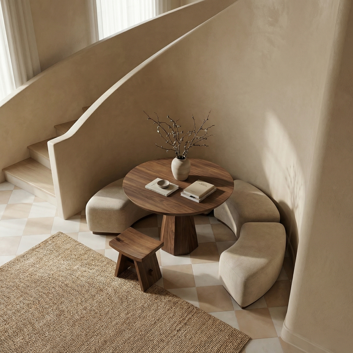 Contemporary Organic Round Entryway Foyer Table For Entryway - view 2